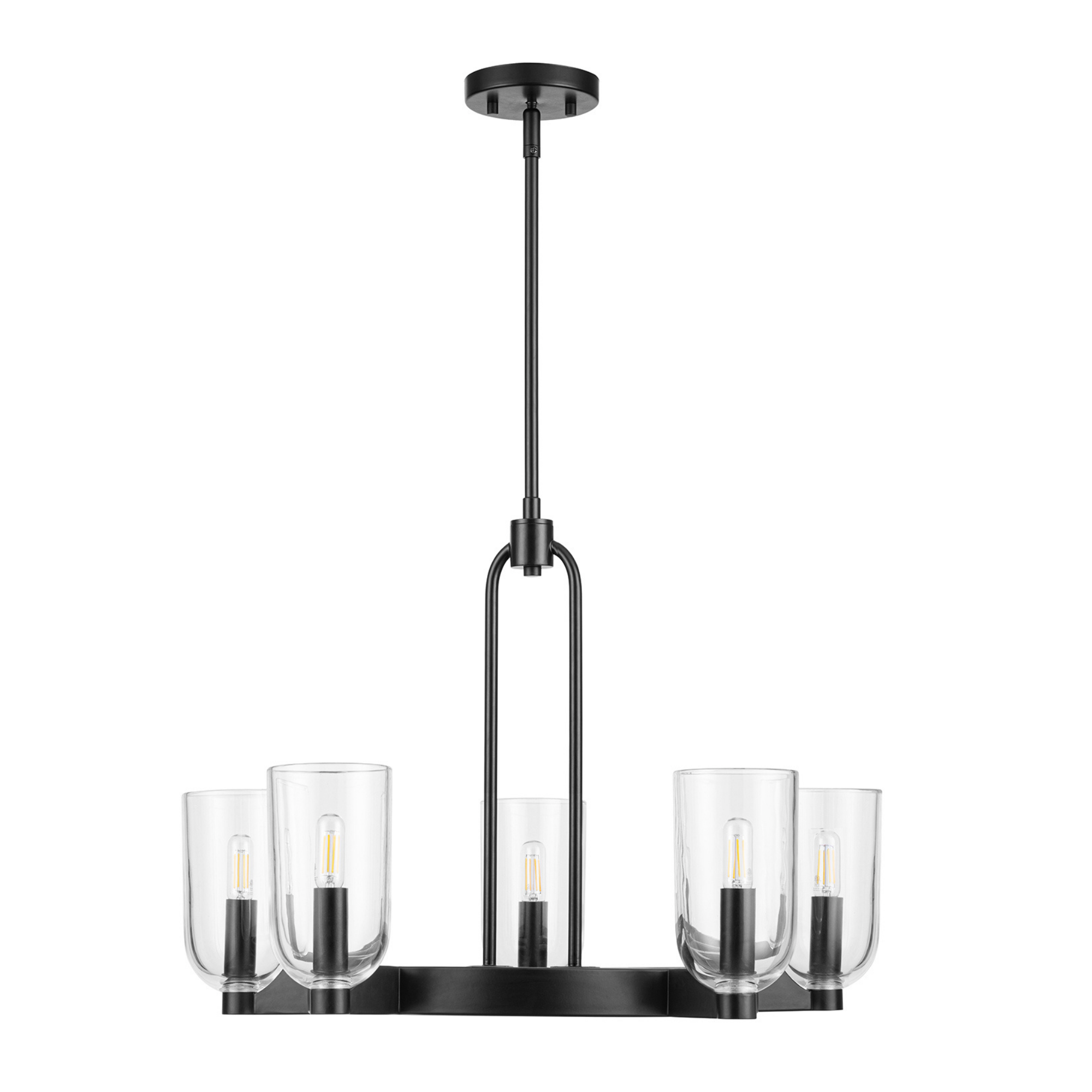 5-Light Hansley Chandelier, Matte Black, Clear Glass