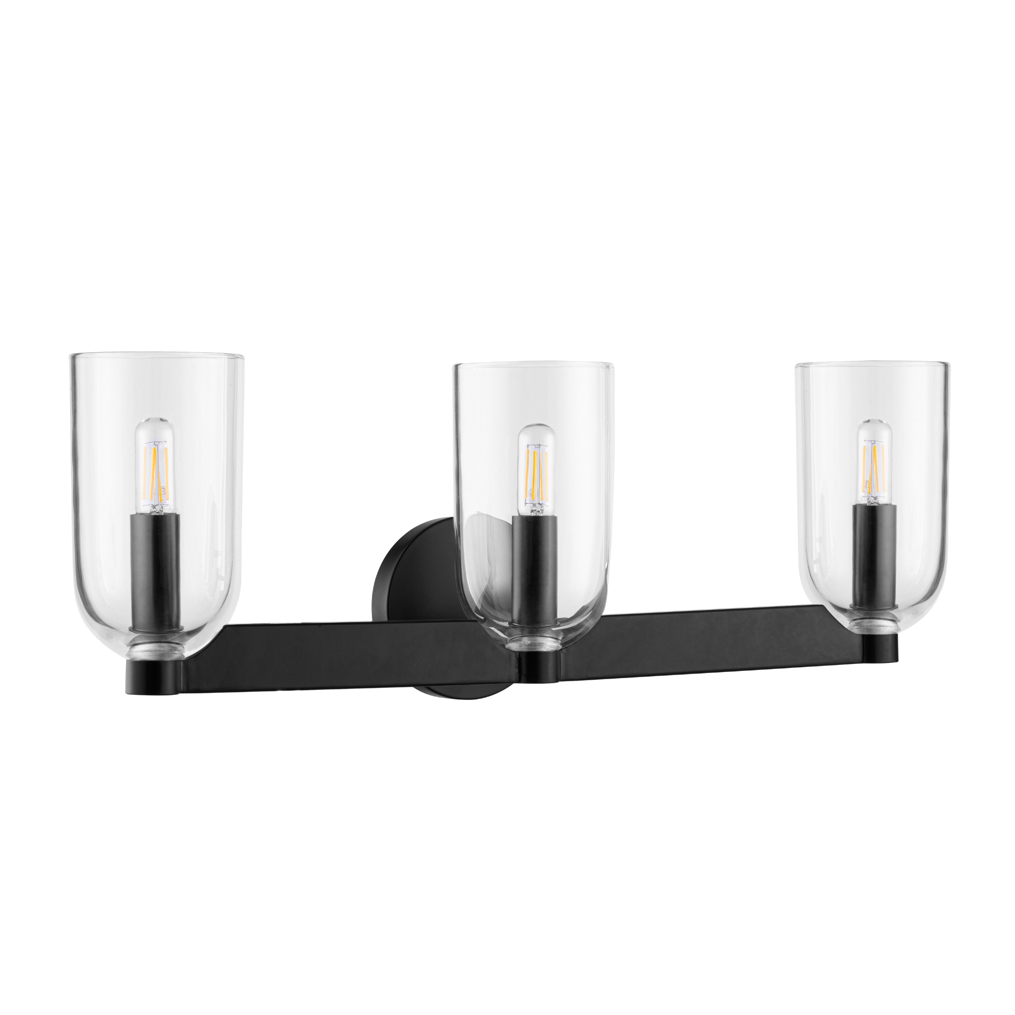 3-Light Hansley Vanity, Matte Black, Clear Glass