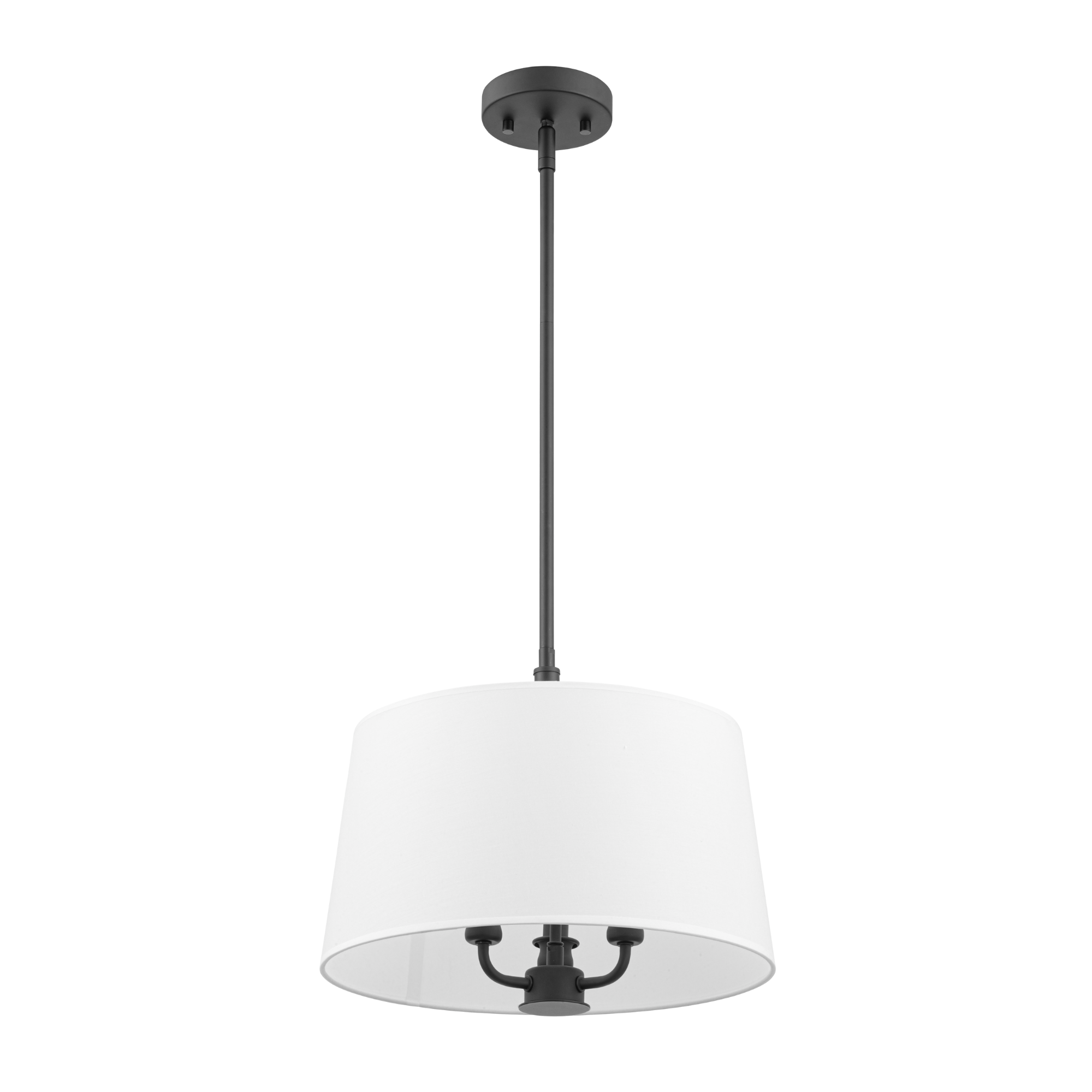 3-Light Billet Convertible Pendant/Semi-Flush, Matte Black, Fabric Shades