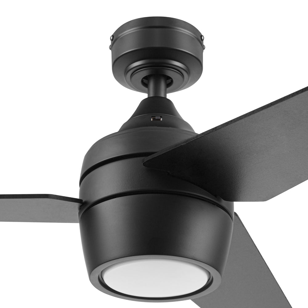 52 Inch Honeywell Eamon Matte Black Ceilling Fan with Light and Remote