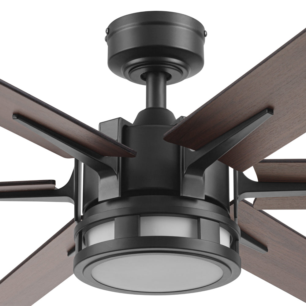 60 Inch Honeywell Kaliza Matte Black Color Changing LED Ceiling Fan with Light and Remote