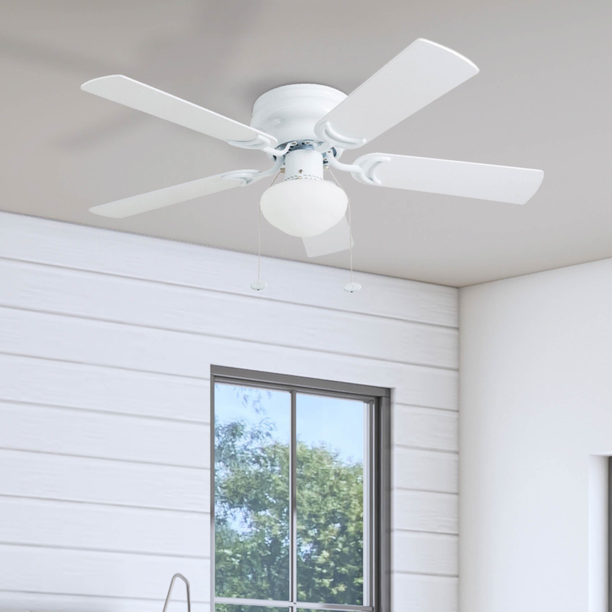 42 Inch Alvina, White, Pull Chain, Ceiling Fan