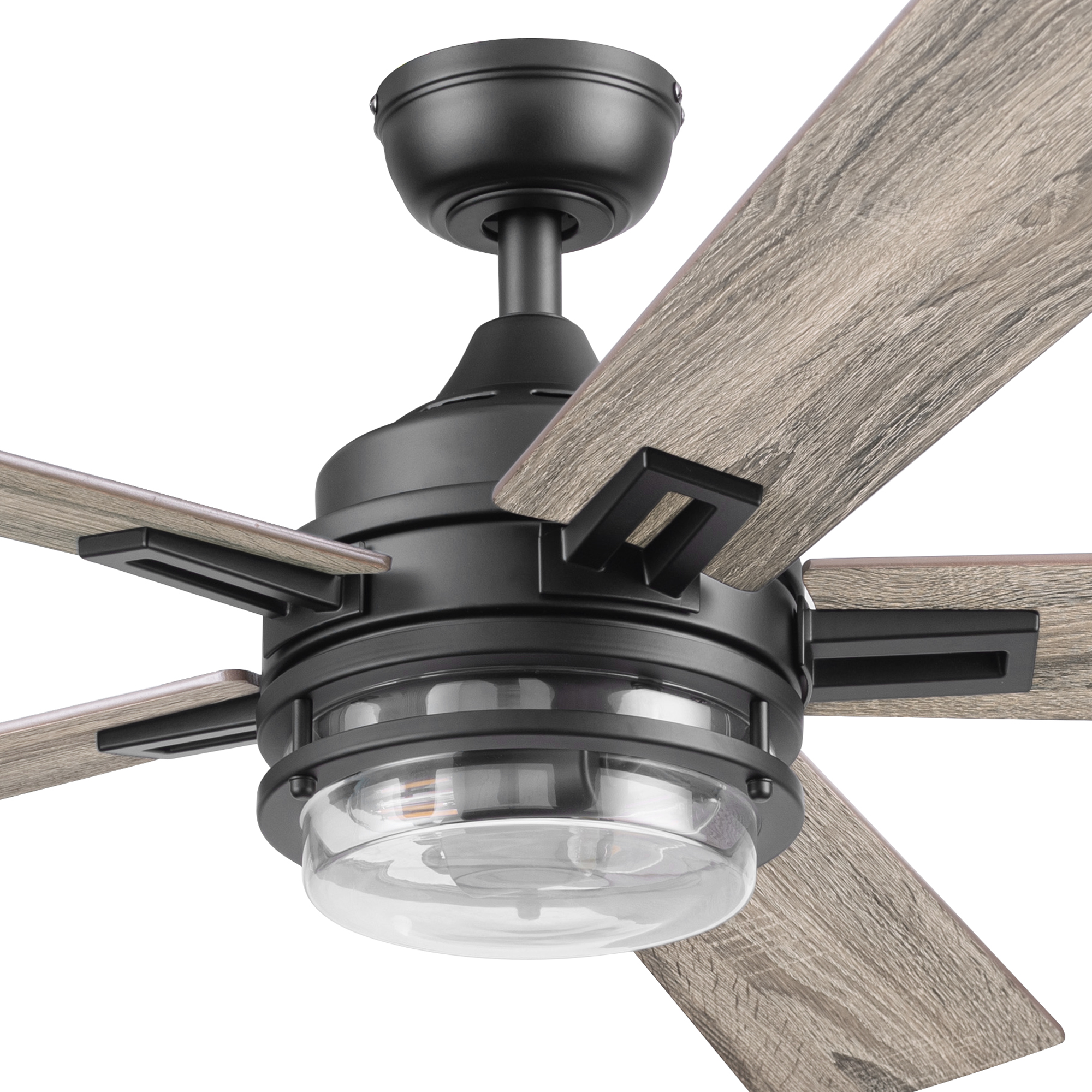 52 Inch Honeywell Myers Park Matte Black Ceiling Fan with Light and Remote