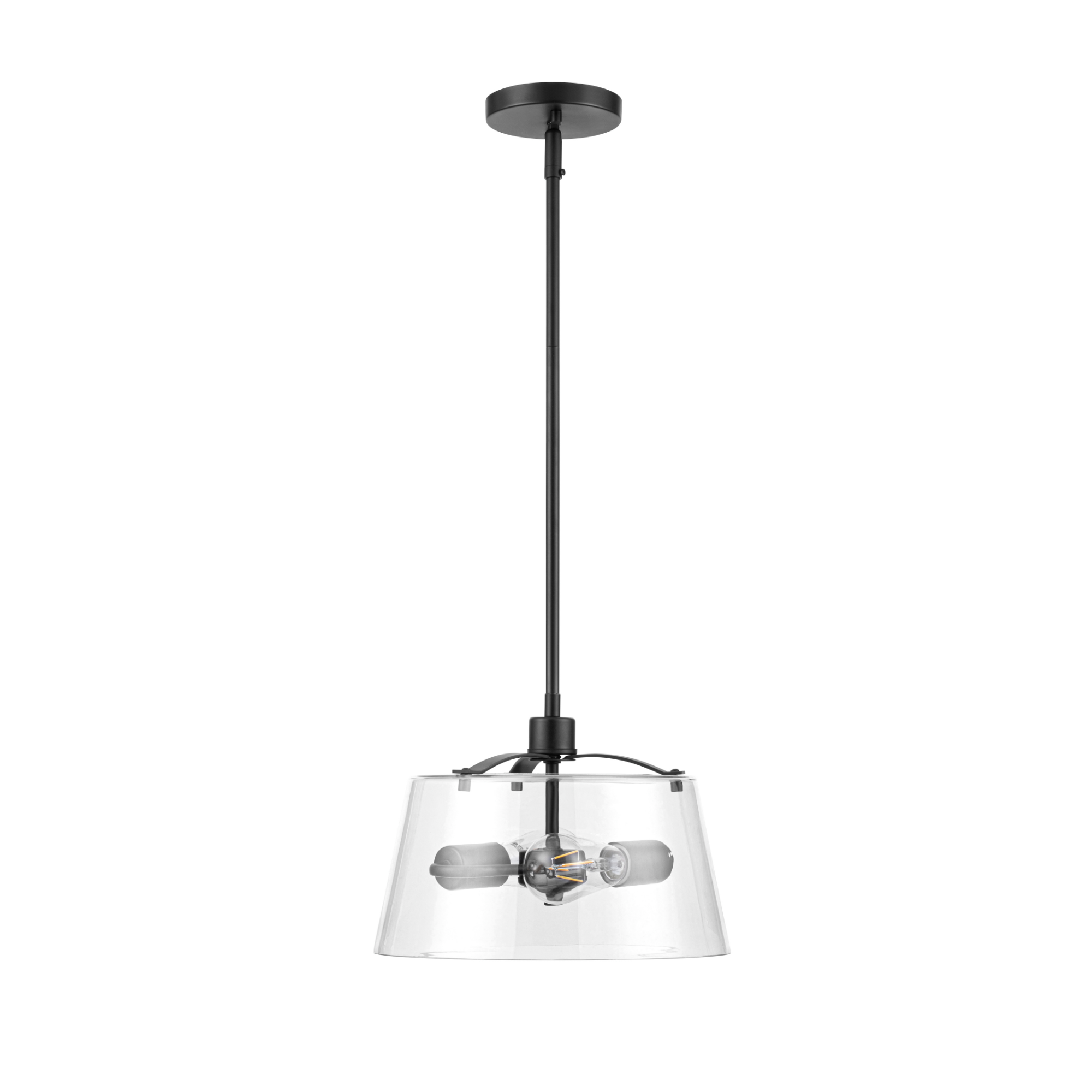 2-Light Fairendale Convertible Pendant/Semi-Flush, Matte Black, Clear Glass