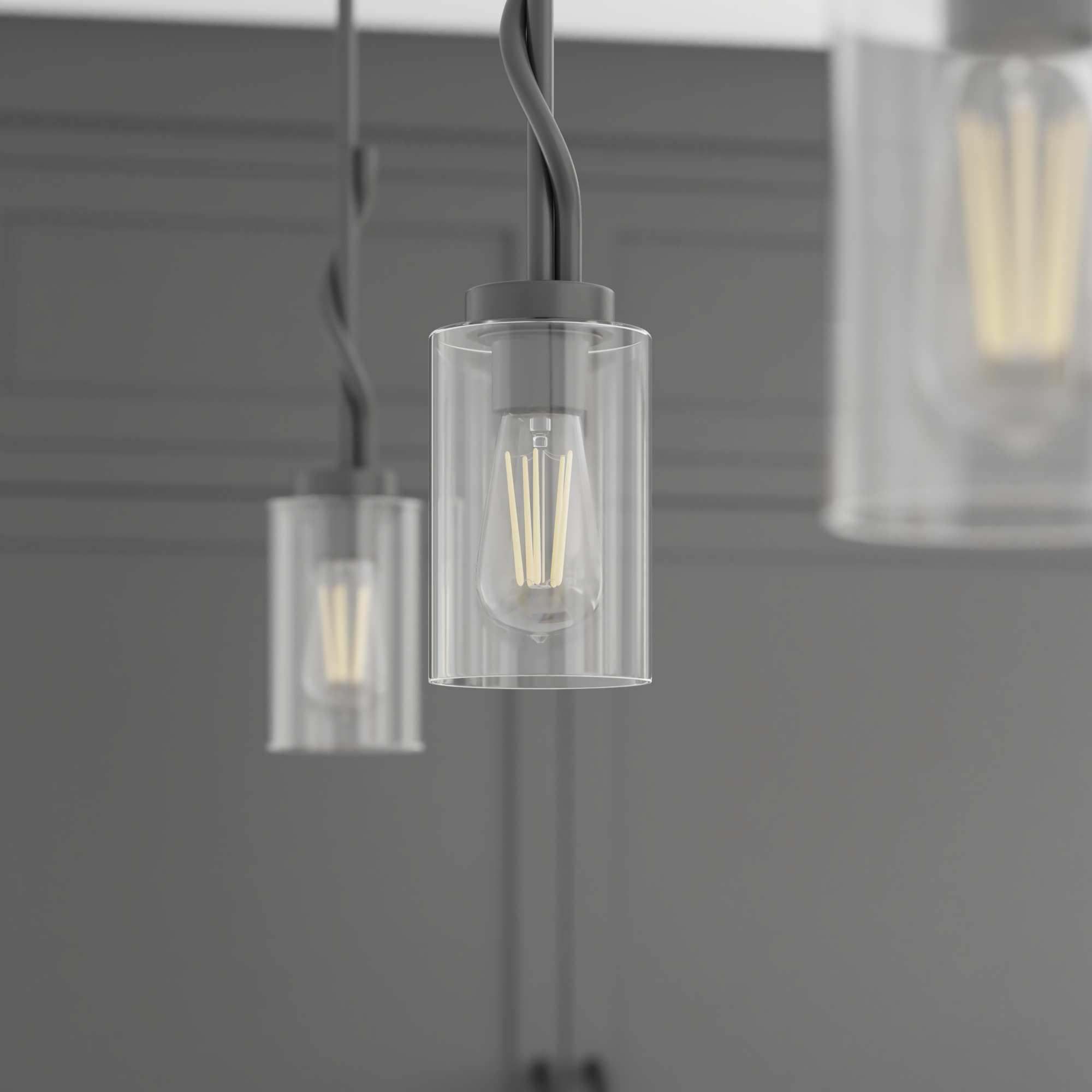 1-Light Lantier Mini Pendant, Matte Black, Clear Glass