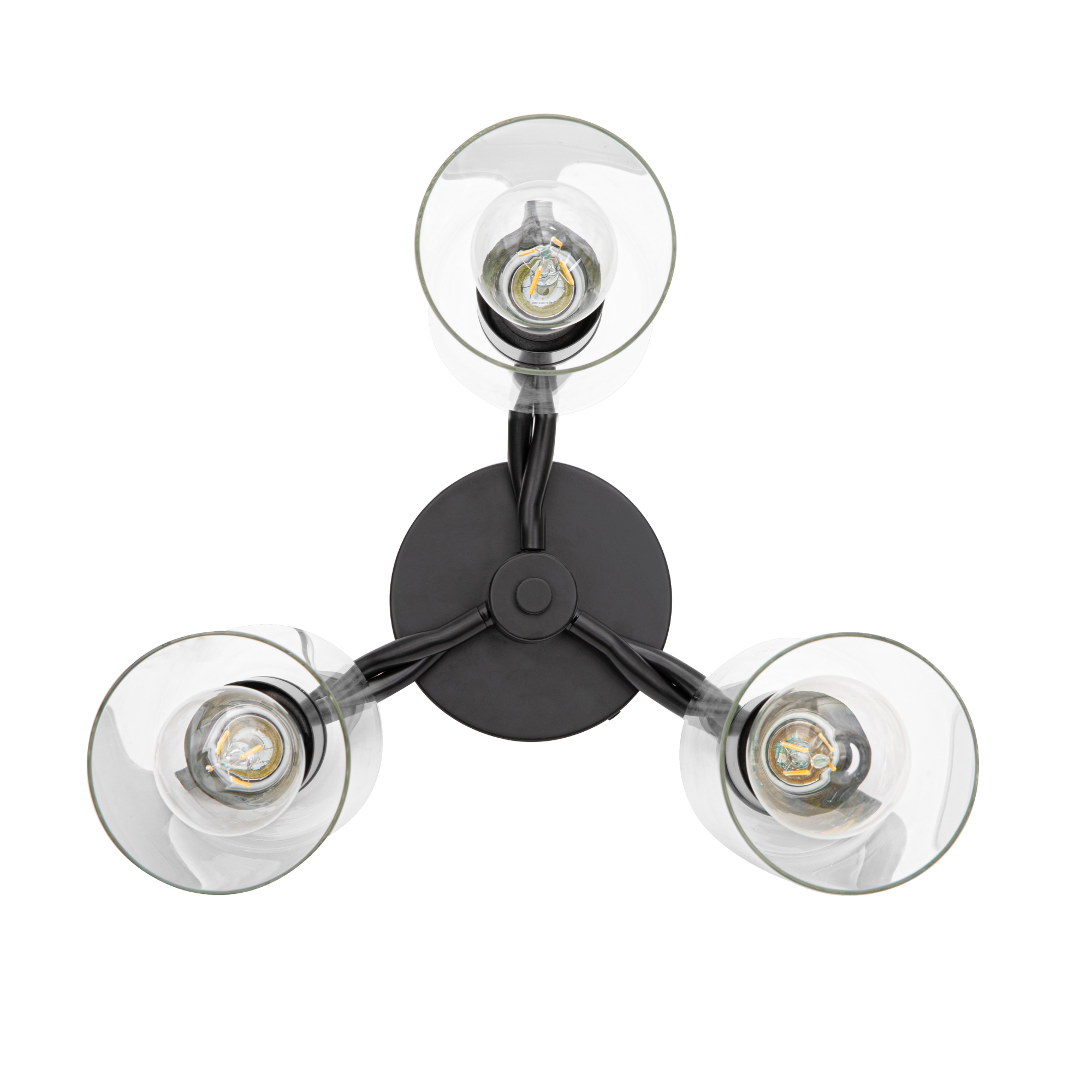 3-Light Lantier Semi-Flush, Matte Black, Clear Glass