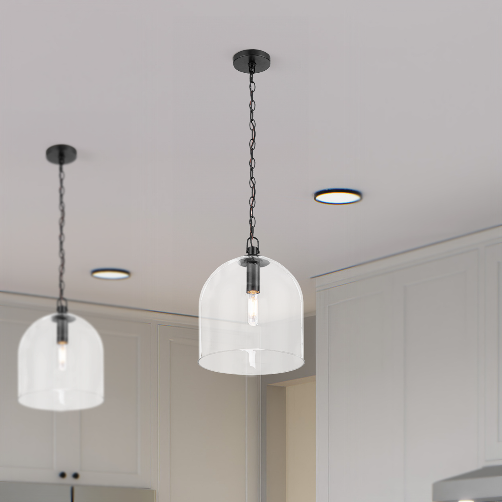 1-Light Hansley Pendant, Matte Black, Clear Glass