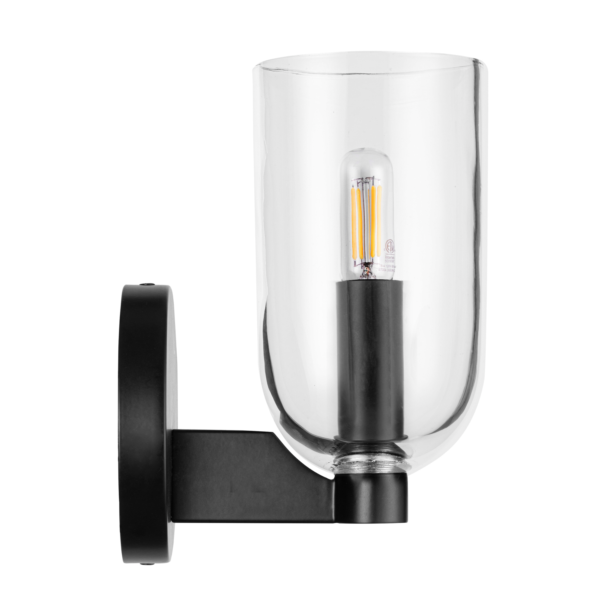 1-Light Hansley Wall Sconce, Matte Black, Clear Glass