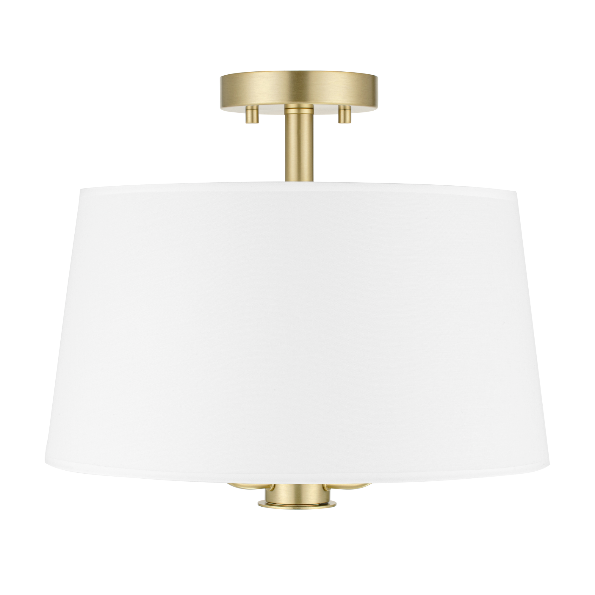 3-Light Billet Convertible Pendant/Semi-Flush, Brushed Gold, Fabric Shades