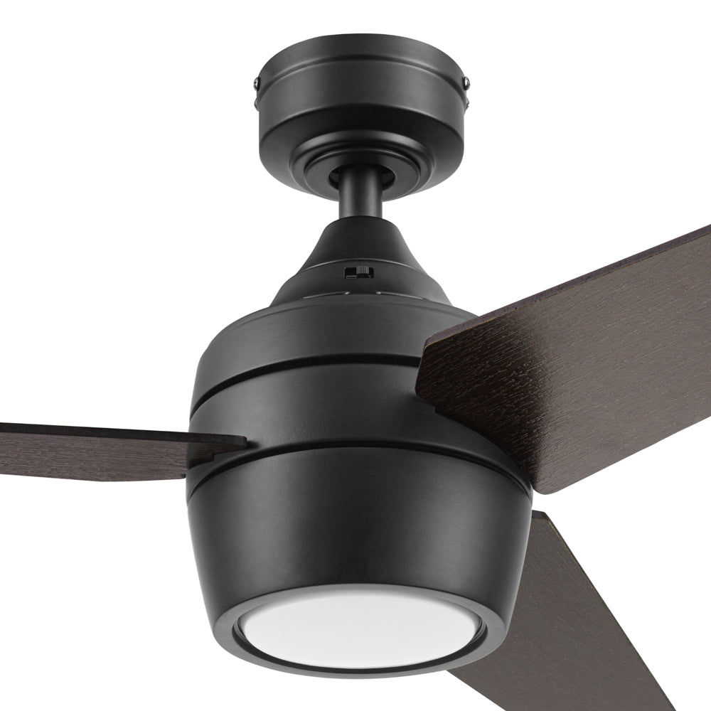 52 Inch Honeywell Eamon Matte Black Ceilling Fan with Light and Remote