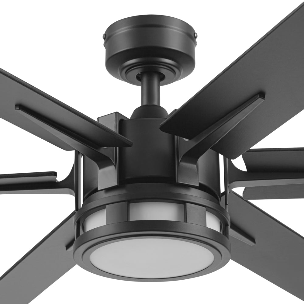 60 Inch Honeywell Kaliza Matte Black Color Changing LED Ceiling Fan with Light and Remote