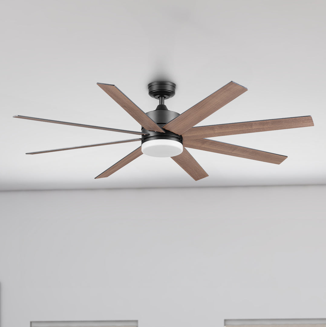 62 Inch Honeywell Kildee Matte Black Color Changing LED Ceiling Fan with Light and Remote