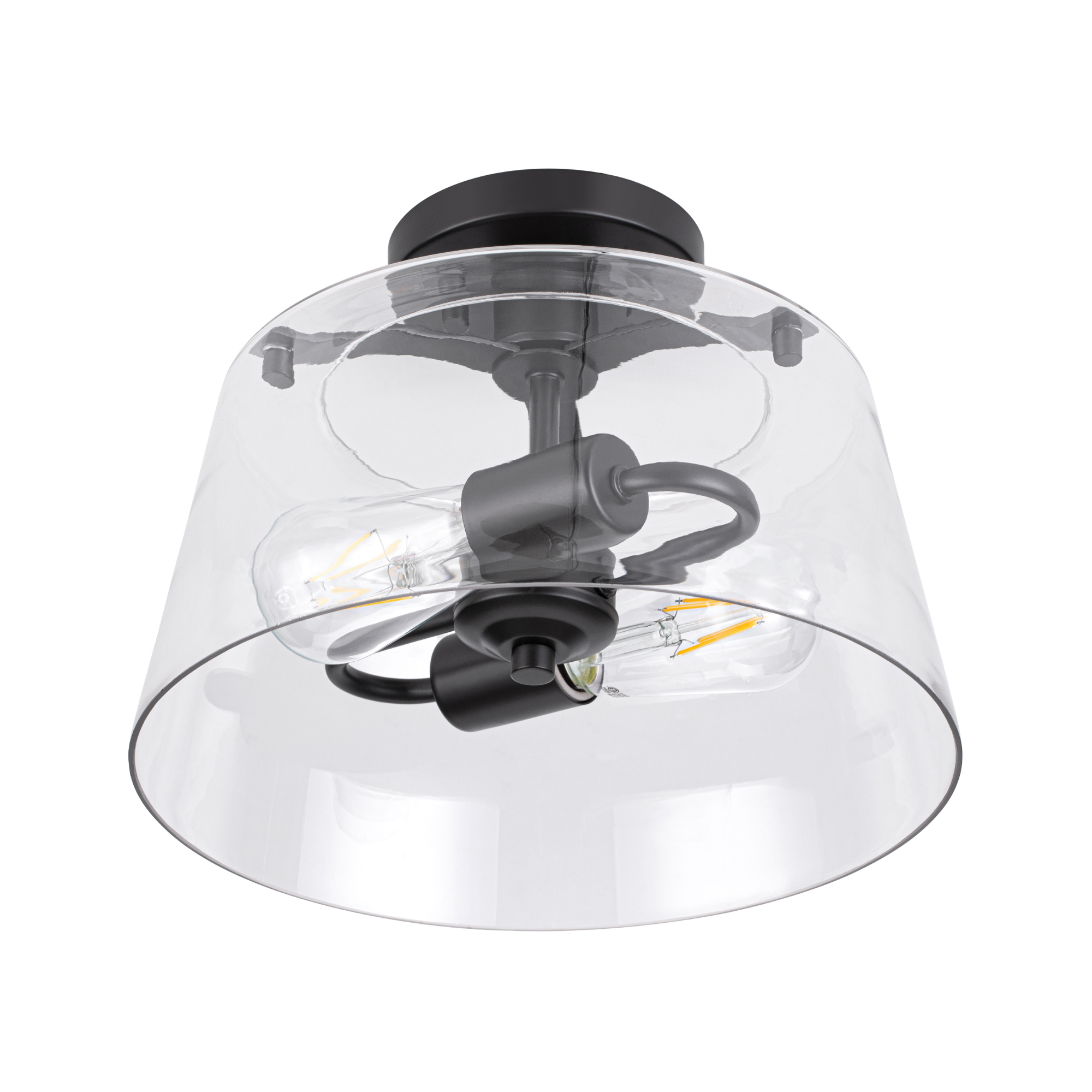 2-Light Fairendale Convertible Pendant/Semi-Flush, Matte Black, Clear Glass