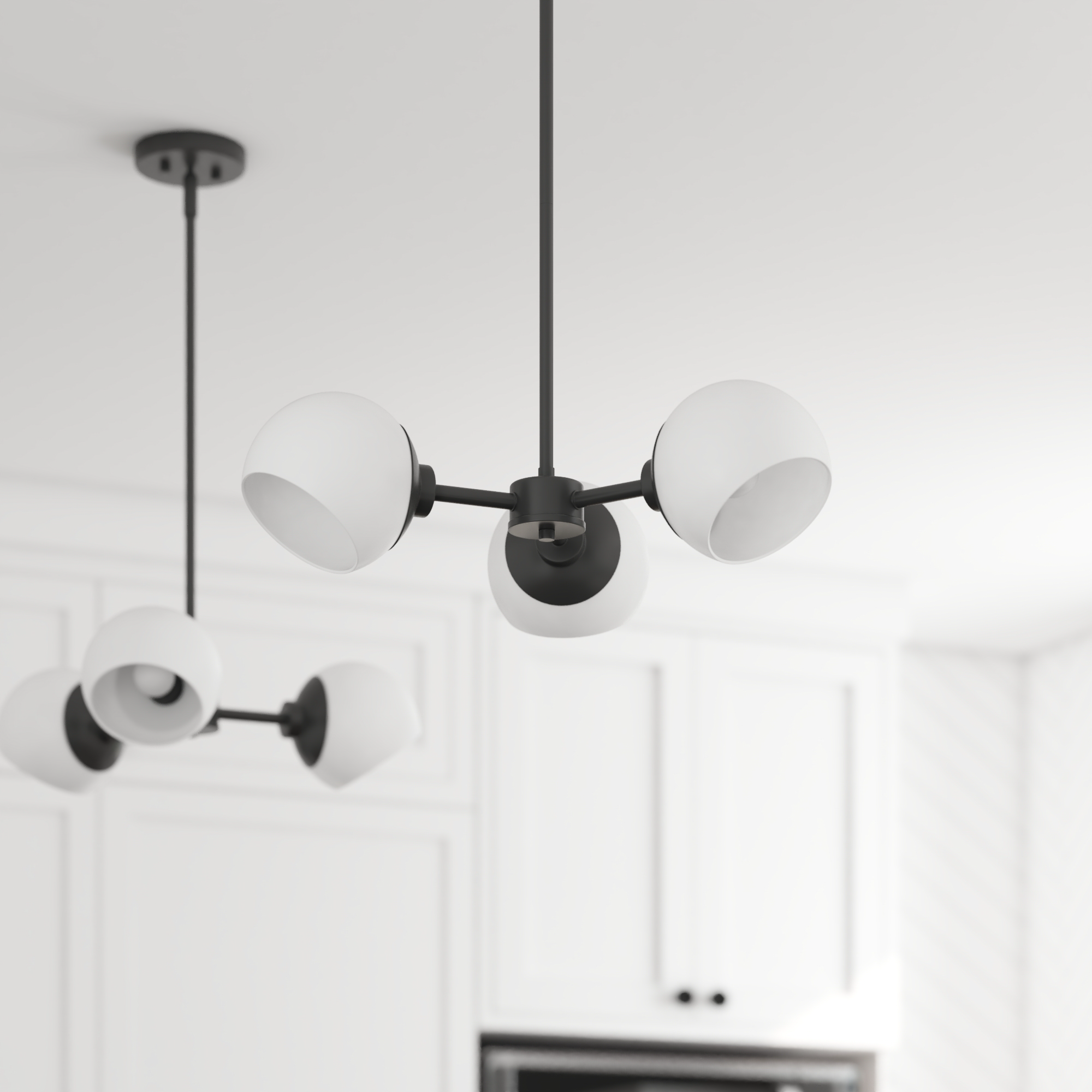 3-Light Stoll Chandelier, Matte Black, Opal Glass