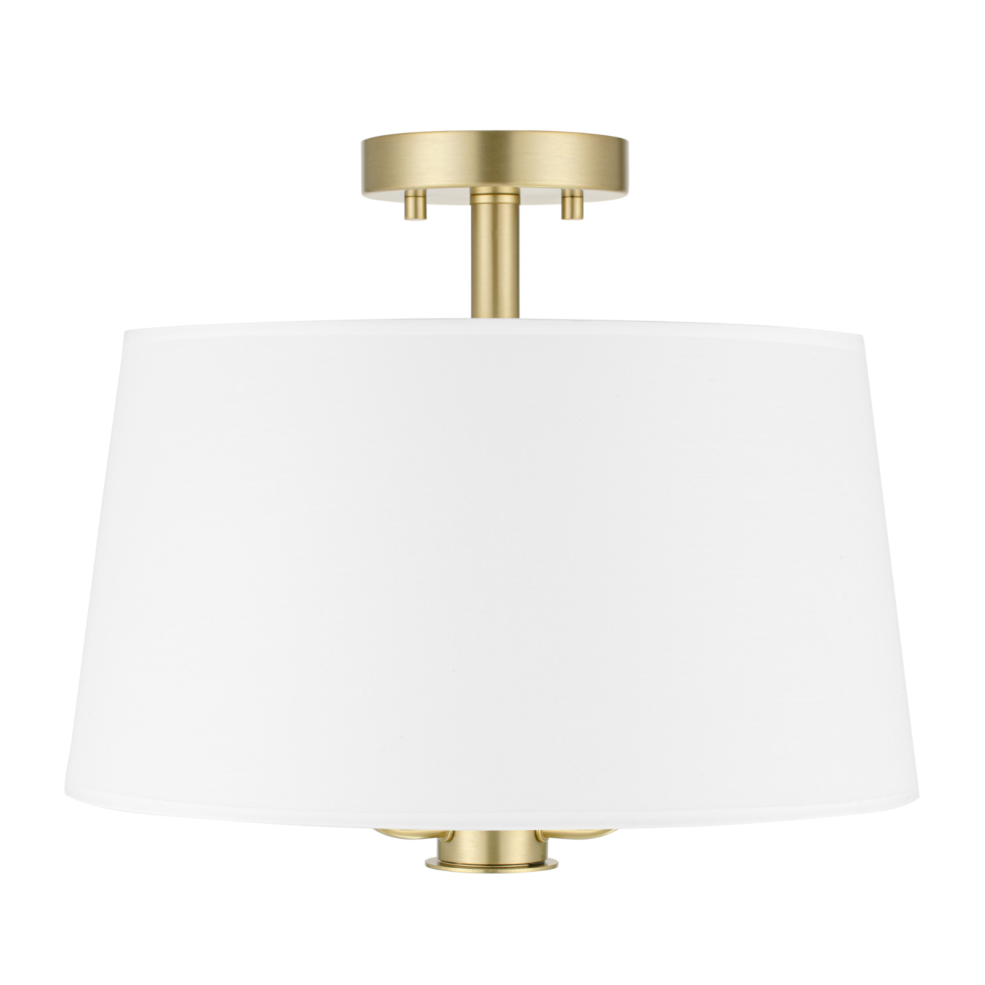 3-Light Billet Convertible Pendant/Semi-Flush, Brushed Gold, Fabric Shades