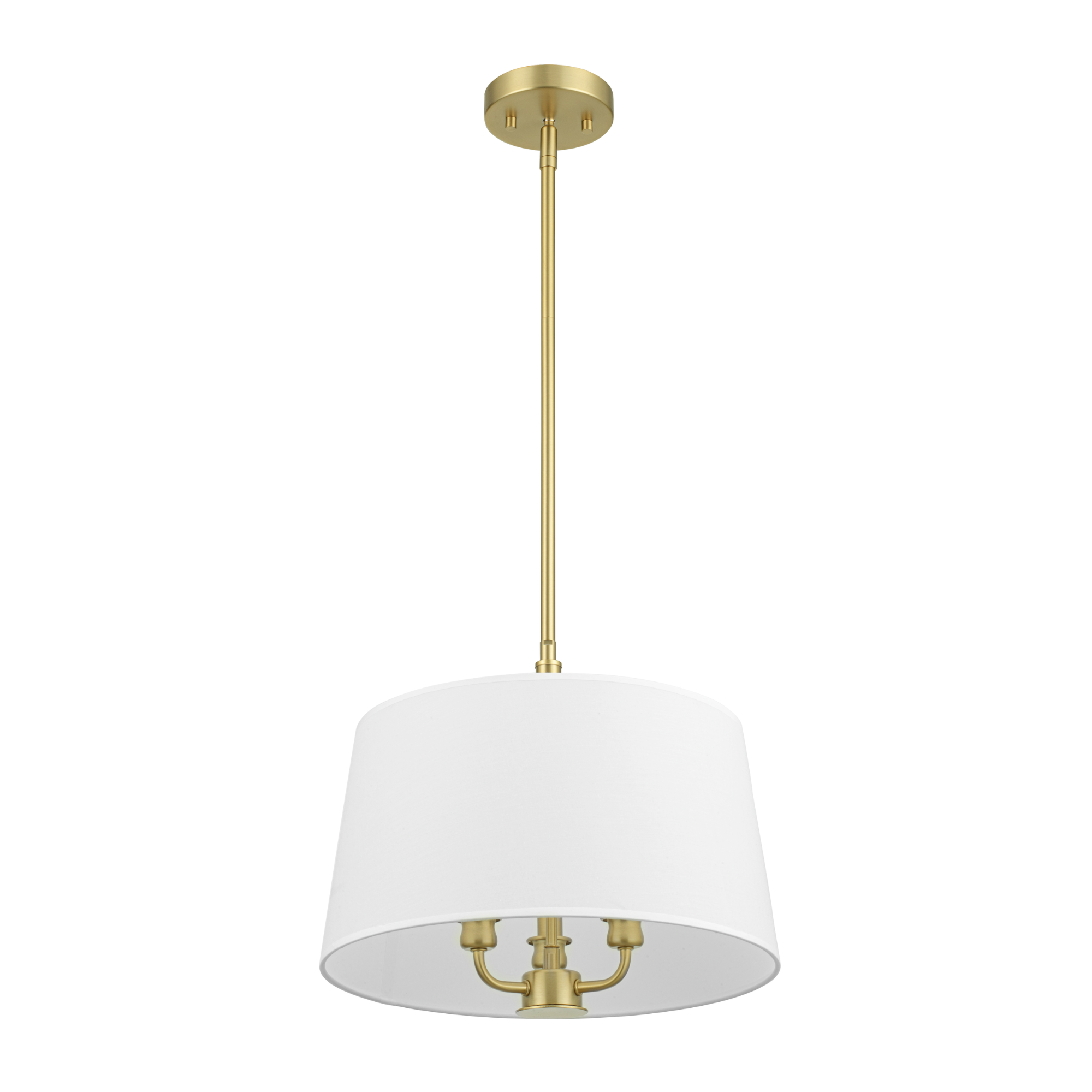 3-Light Billet Convertible Pendant/Semi-Flush, Brushed Gold, Fabric Shades