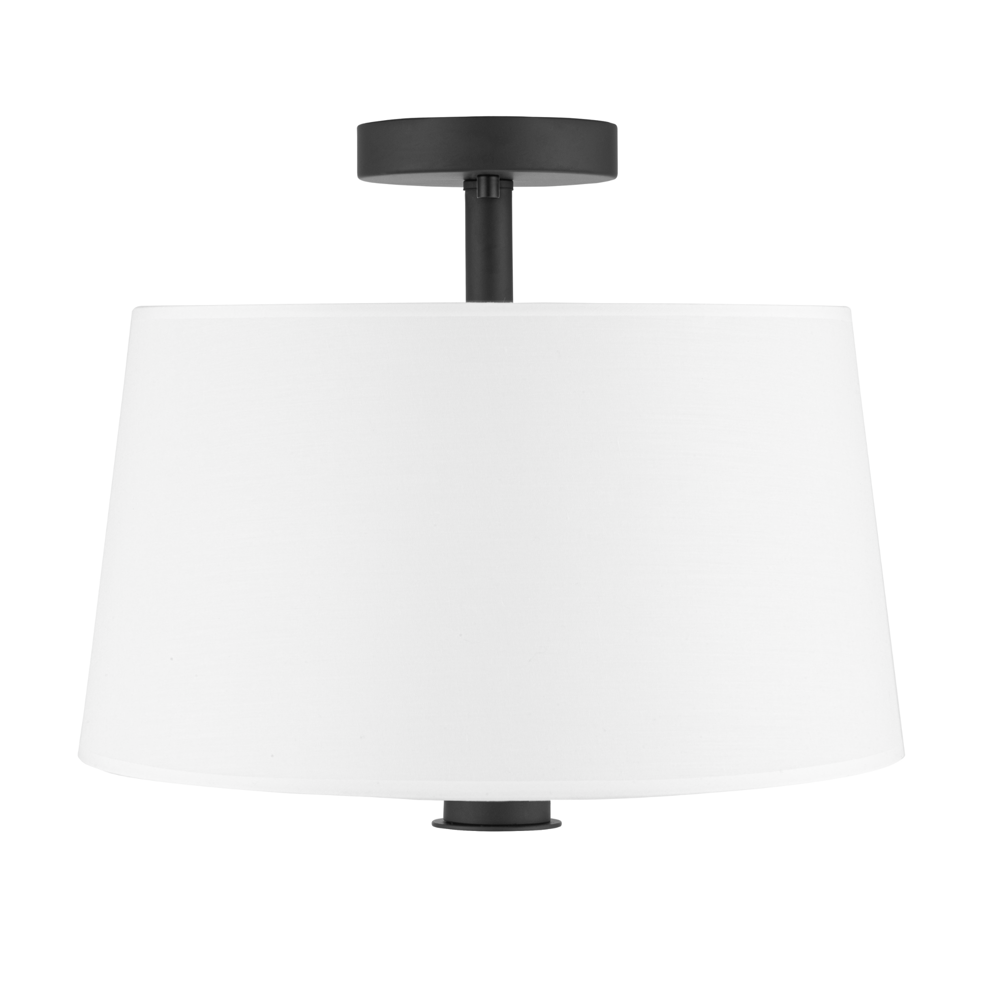 3-Light Billet Convertible Pendant/Semi-Flush, Matte Black, Fabric Shades