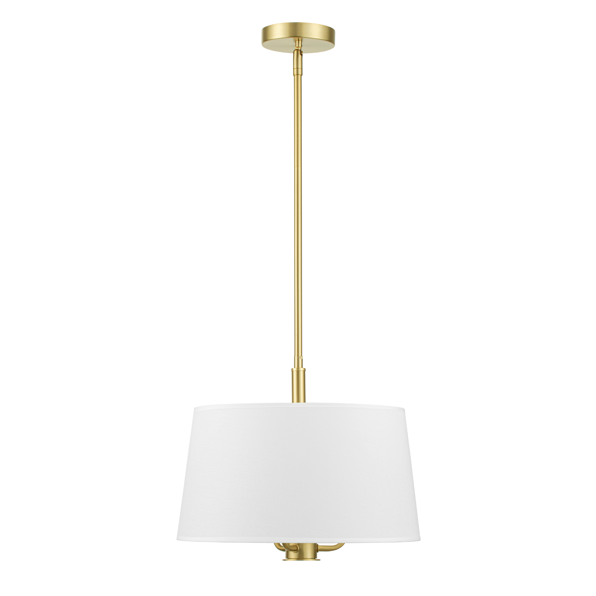 3-Light Billet Convertible Pendant/Semi-Flush, Brushed Gold, Fabric Shades