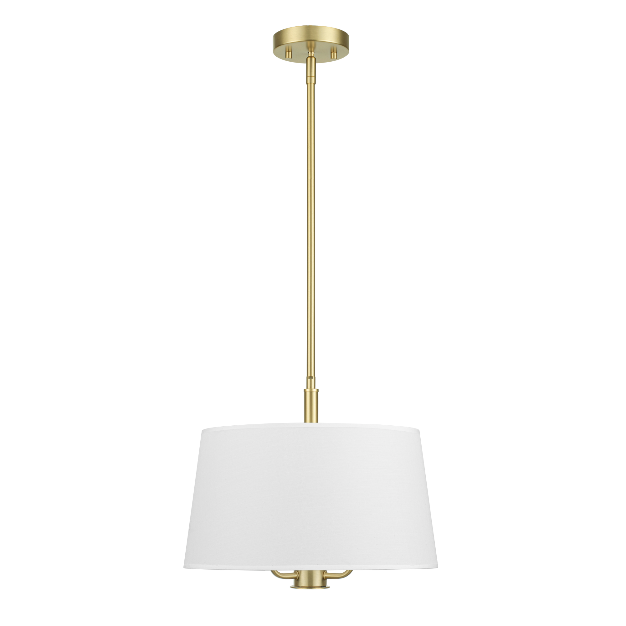 3-Light Billet Convertible Pendant/Semi-Flush, Brushed Gold, Fabric Shades