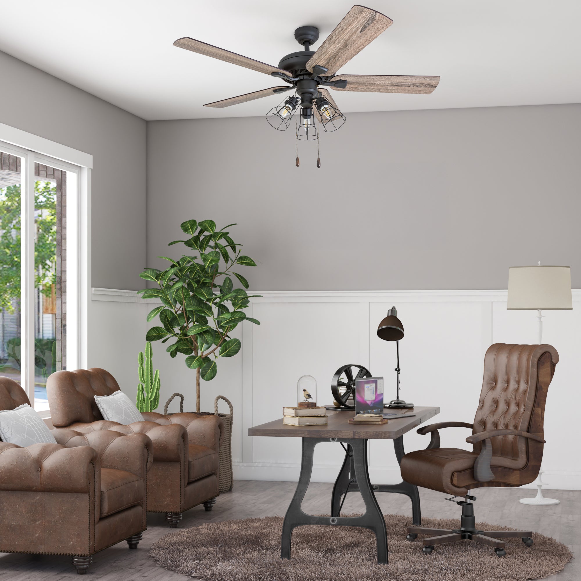 52 Inch Lincoln Woods, Bronze, Pull Chain, Ceiling Fan