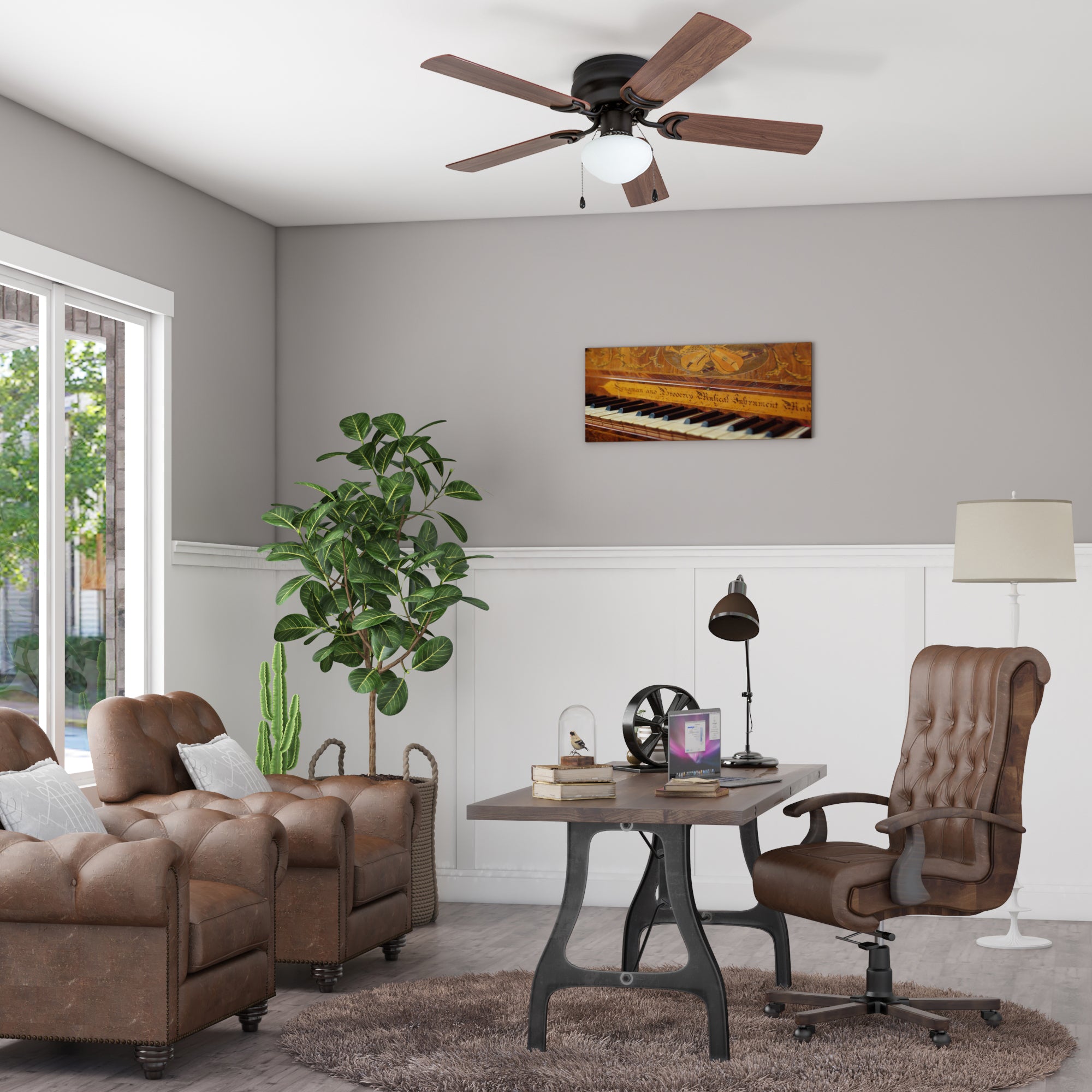 42 Inch Alvina, Bronze, Pull Chain, Ceiling Fan