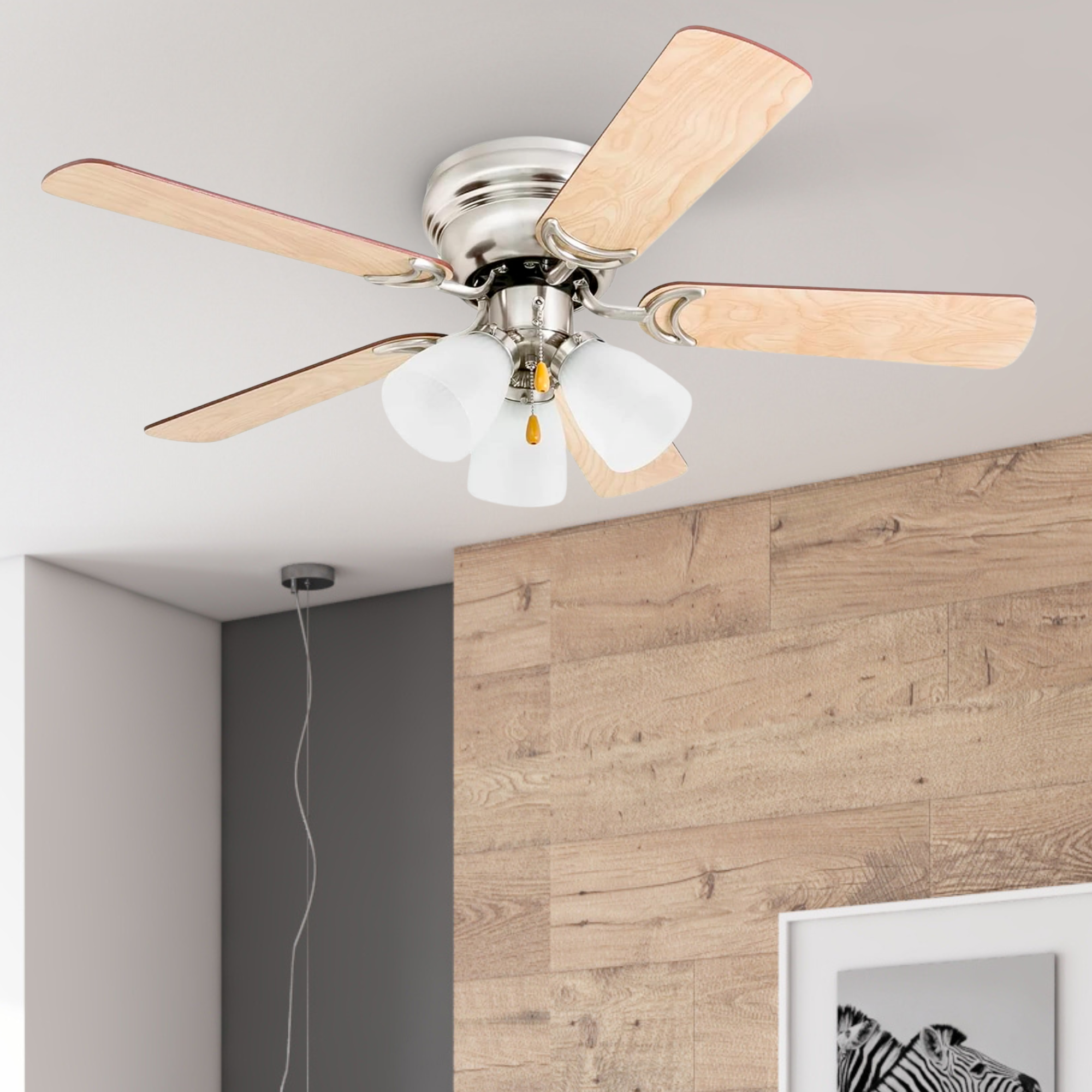 42 Inch Whitley, Matte Nickel, Pull Chain, Ceiling Fan