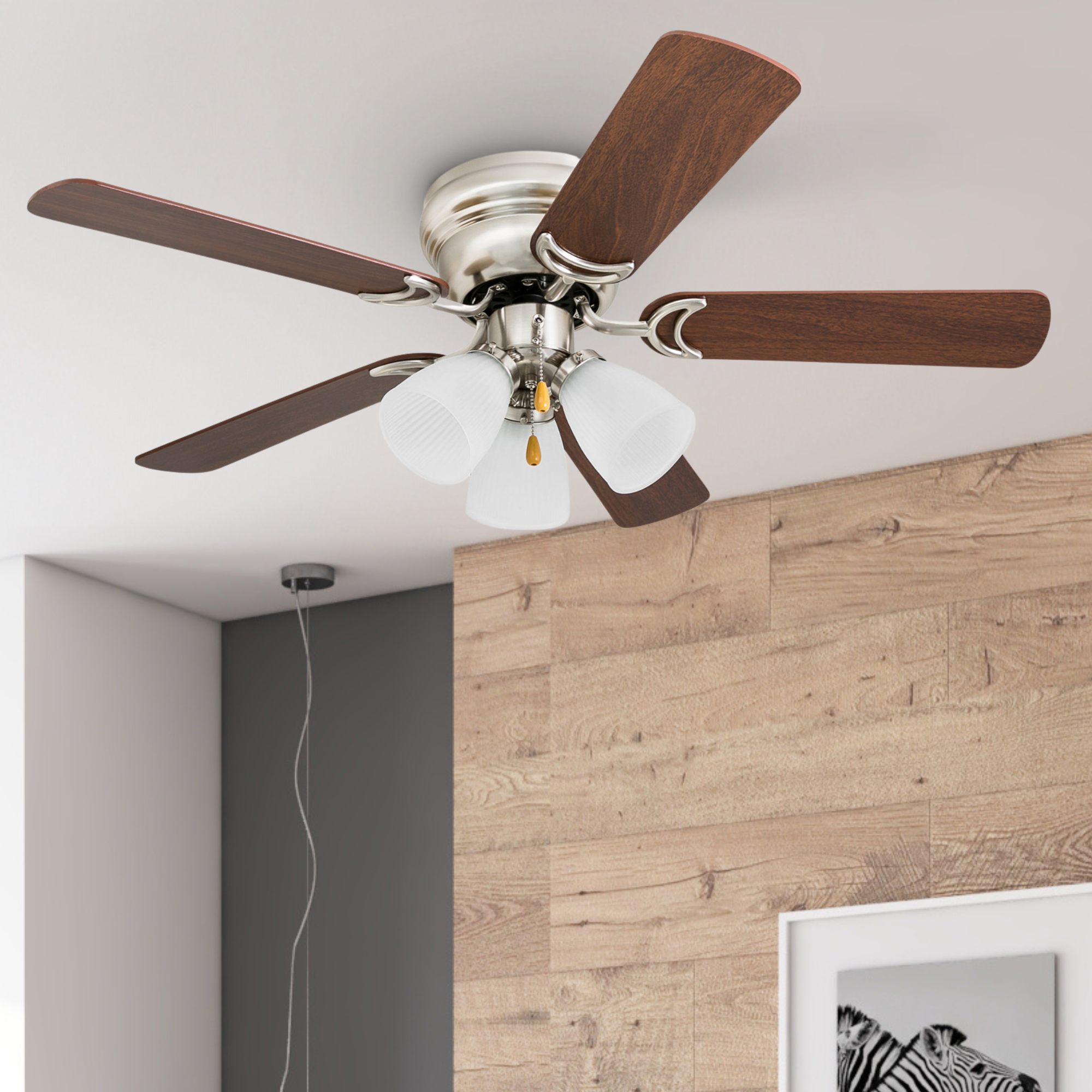 42 Inch Whitley, Matte Nickel, Pull Chain, Ceiling Fan