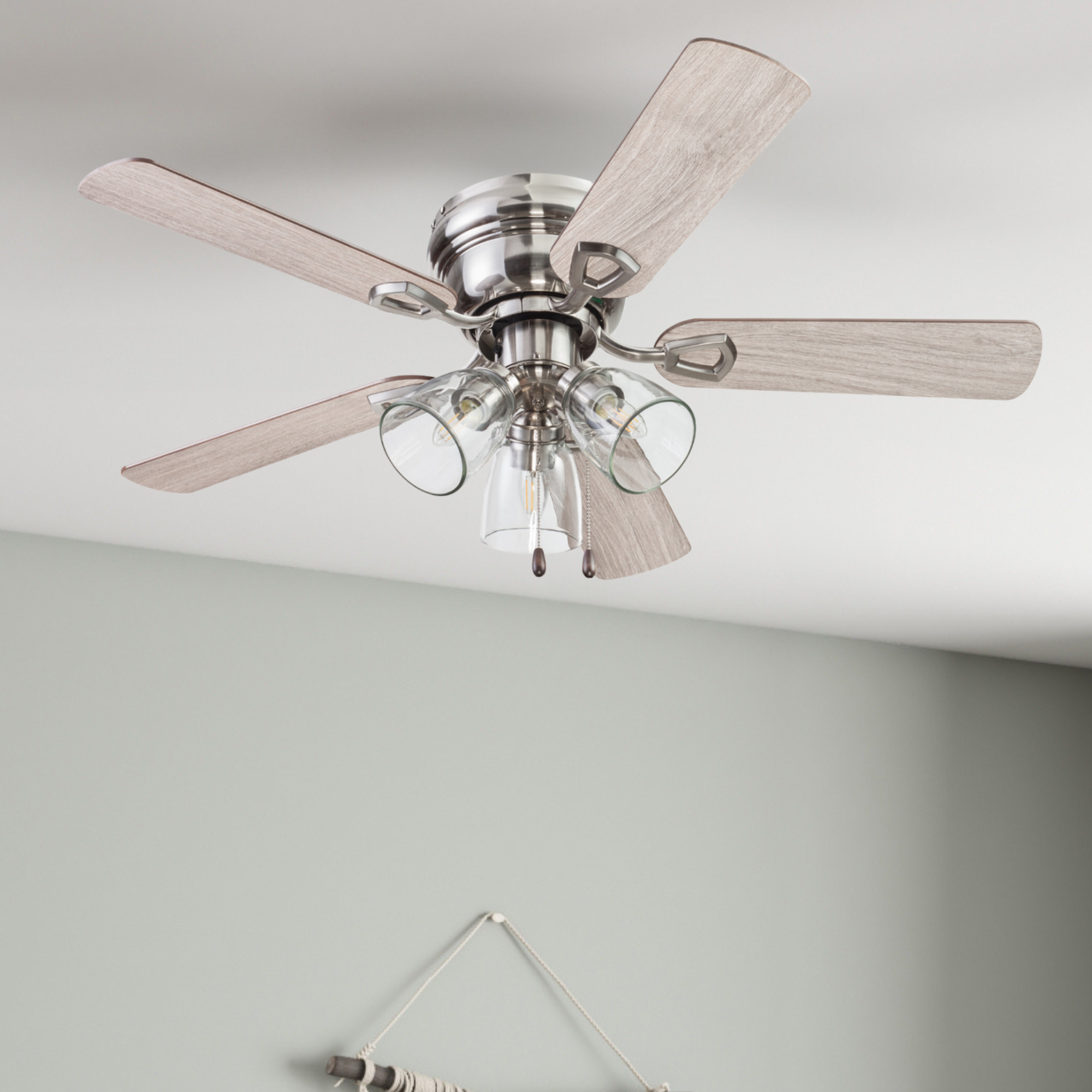 42 Inch Renton, Brushed Nickel, Pull Chain, Ceiling Fan