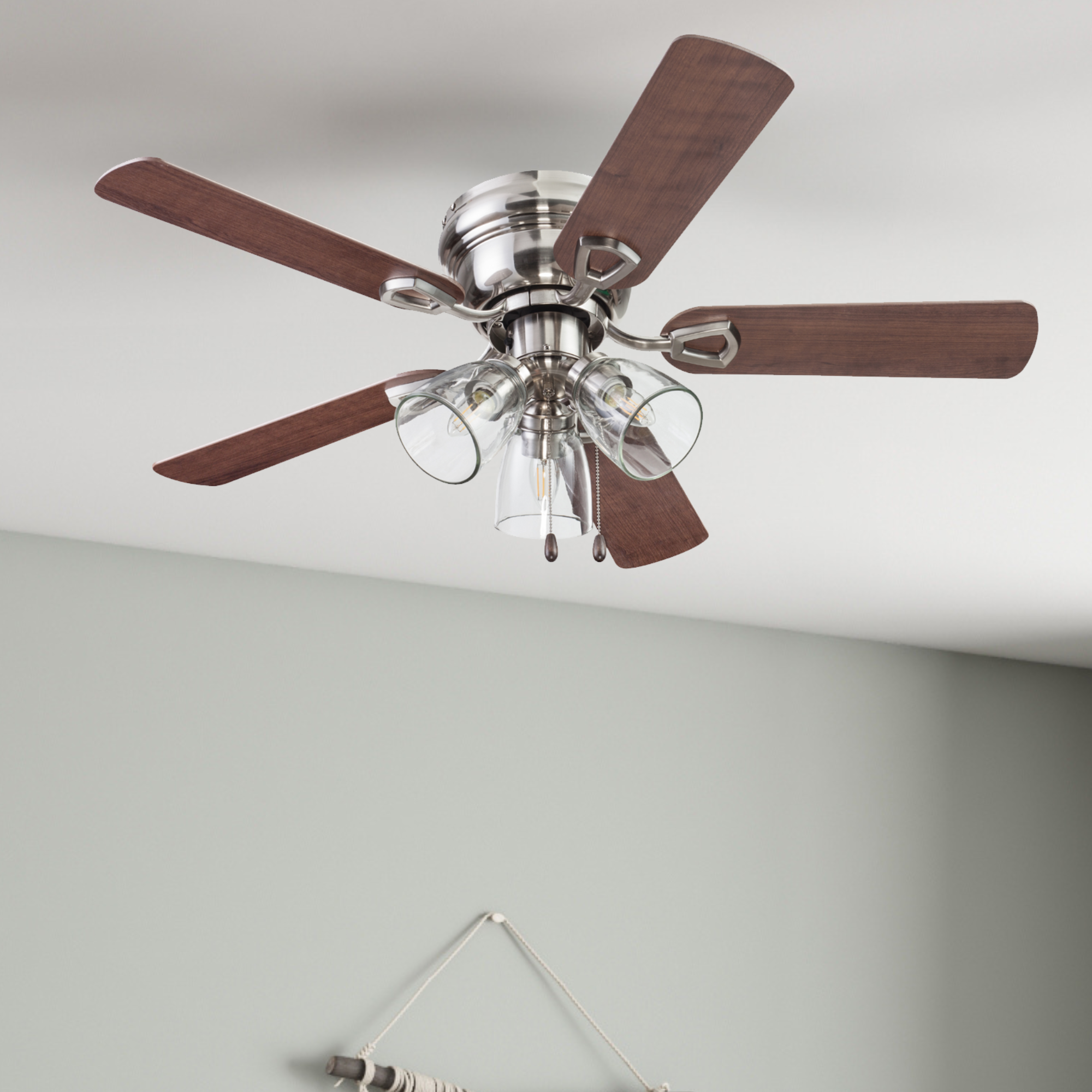 42 Inch Renton, Brushed Nickel, Pull Chain, Ceiling Fan