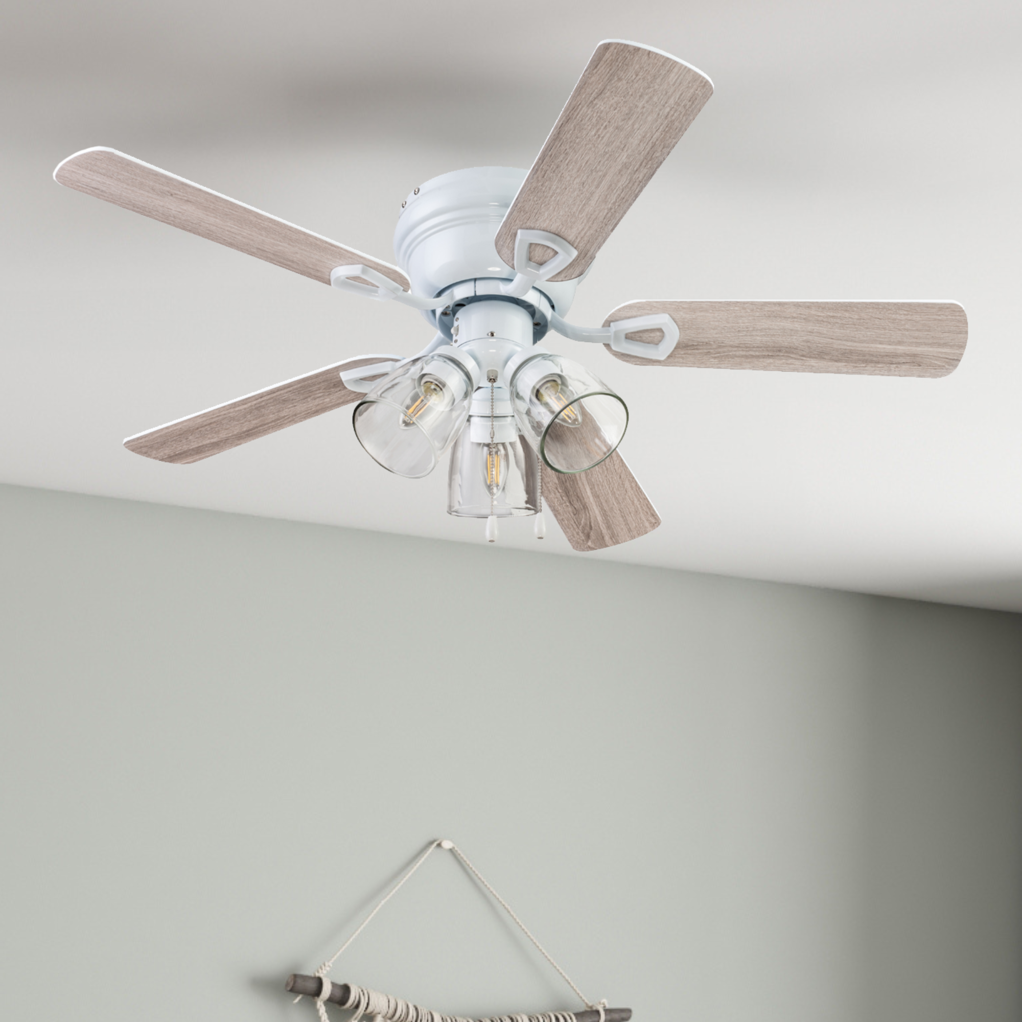 42 Inch Renton, White, Pull Chain, Ceiling Fan