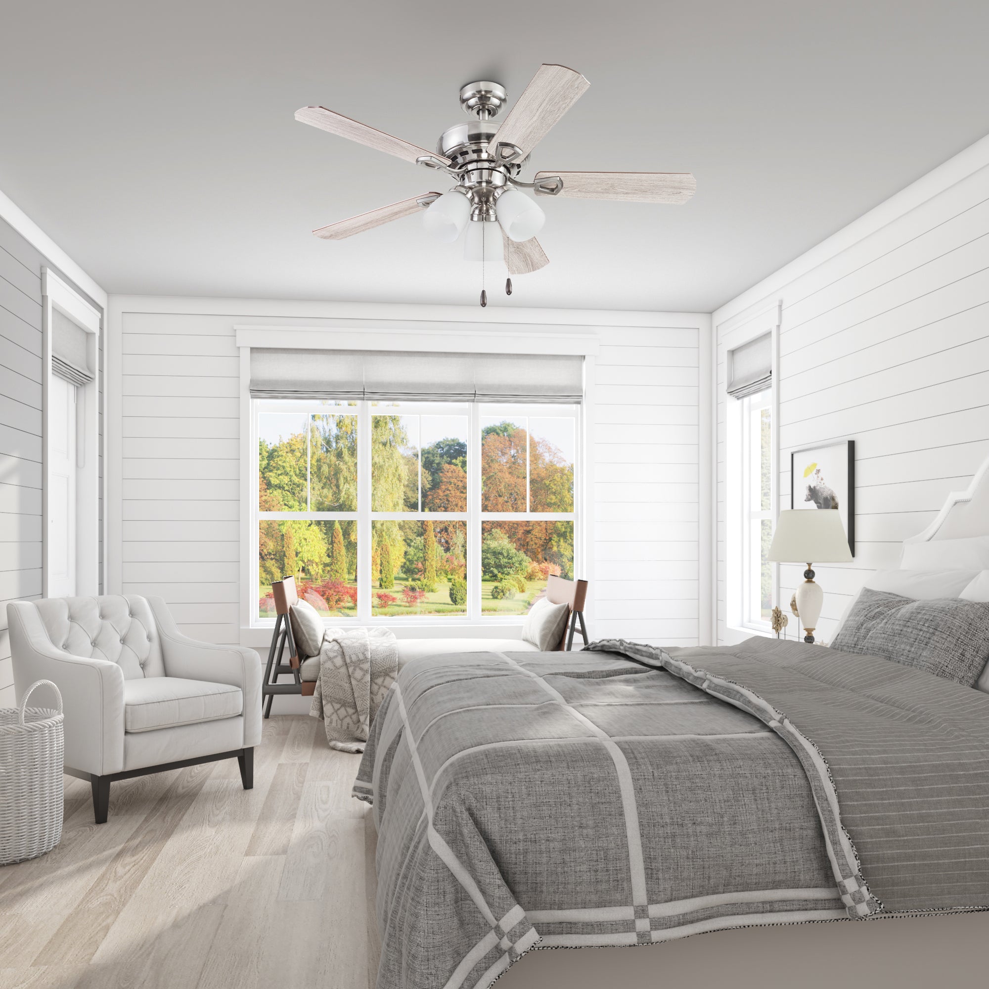 44 Inch Miller Park, Brushed Nickel, Pull Chain, Ceiling Fan