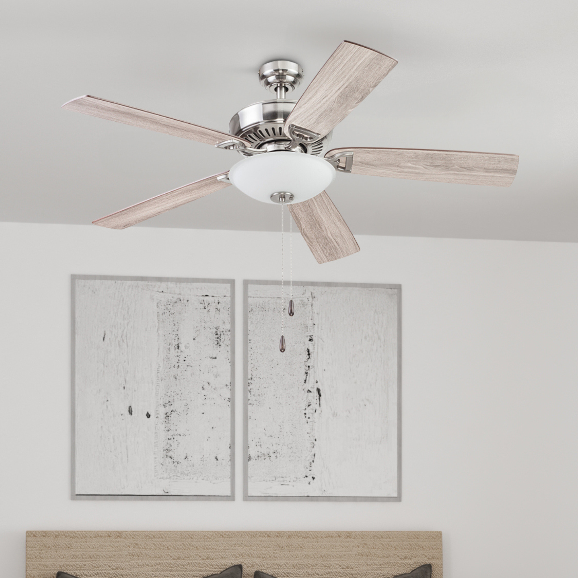 52 Inch Montlake Brushed Nickel, Pull Chain, Ceiling Fan