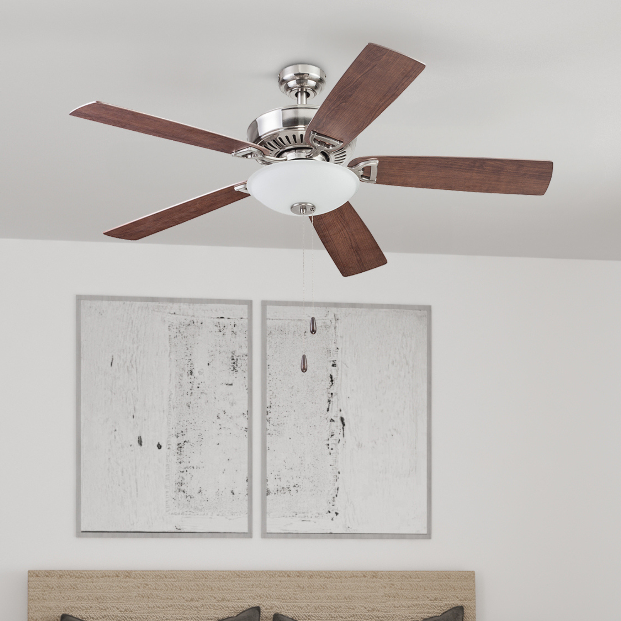 52 Inch Montlake Brushed Nickel, Pull Chain, Ceiling Fan