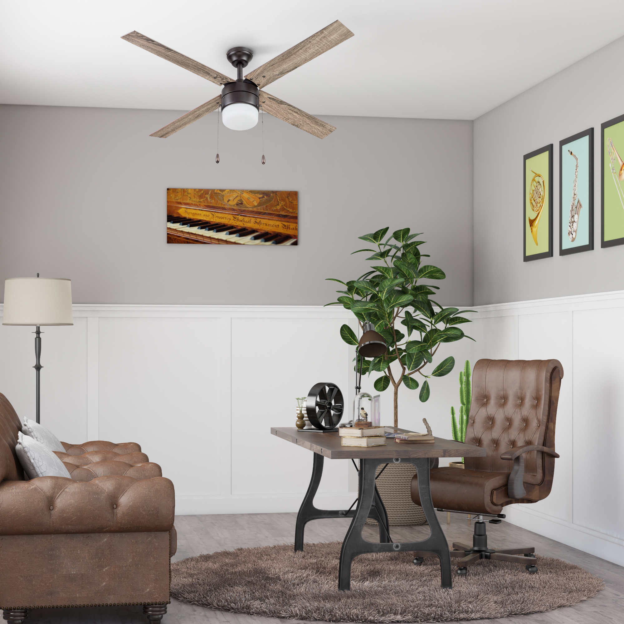 52 Inch Chism, Espresso Bronze, Pull Chain, Ceiling Fan