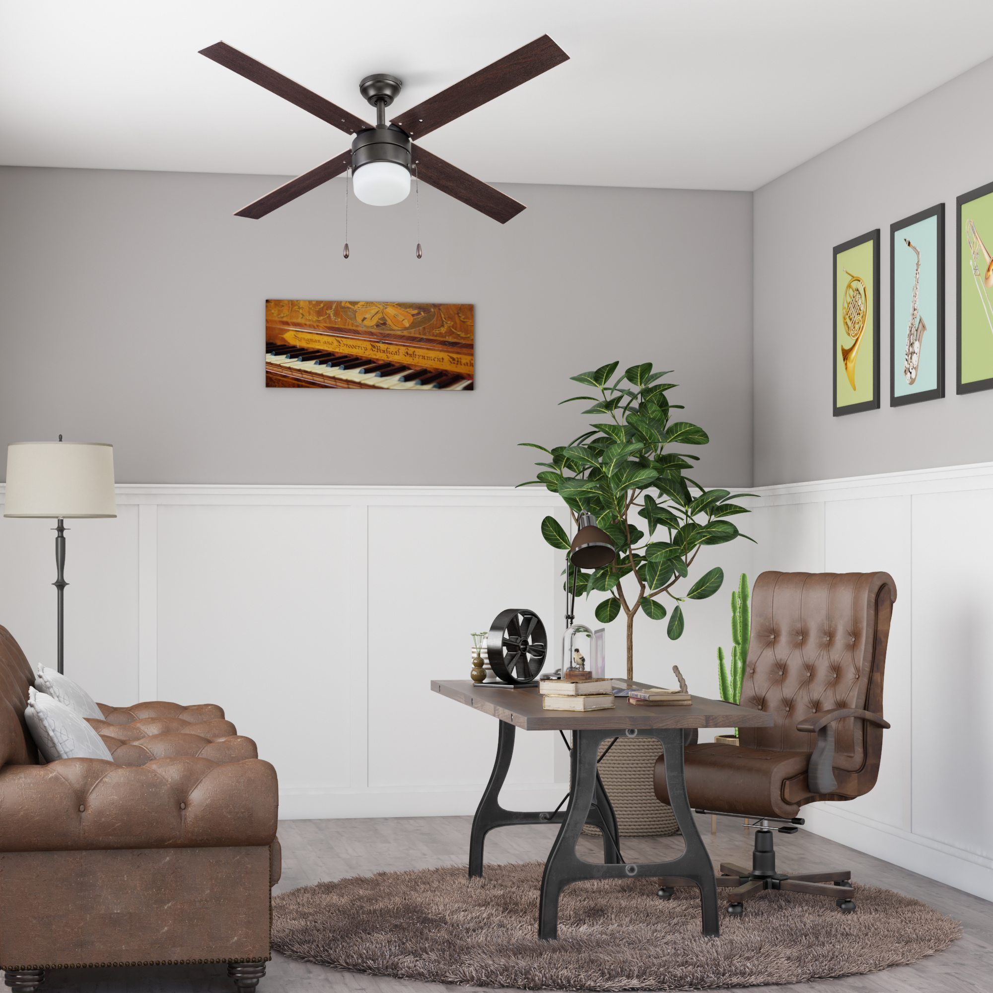 52 Inch Chism, Espresso Bronze, Pull Chain, Ceiling Fan