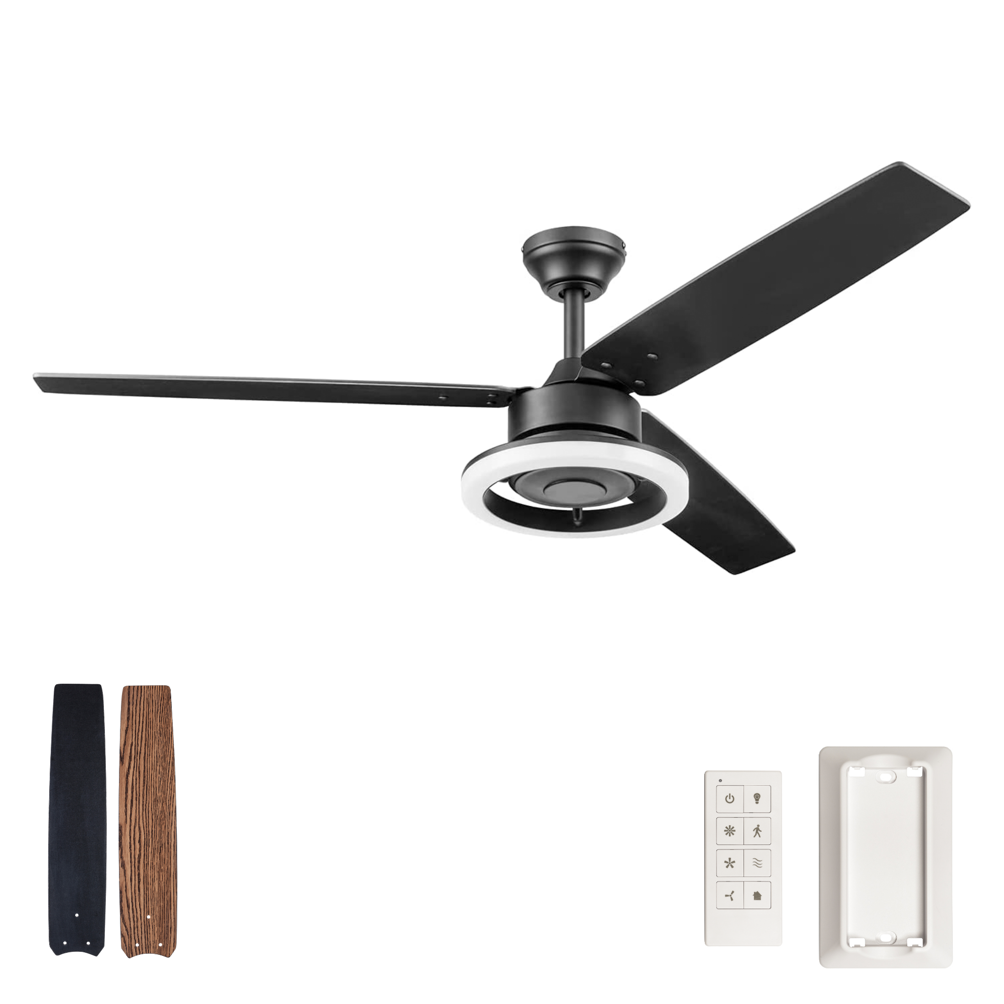 52 Inch Orbis, Matte Black, Remote Control, Ceiling Fan