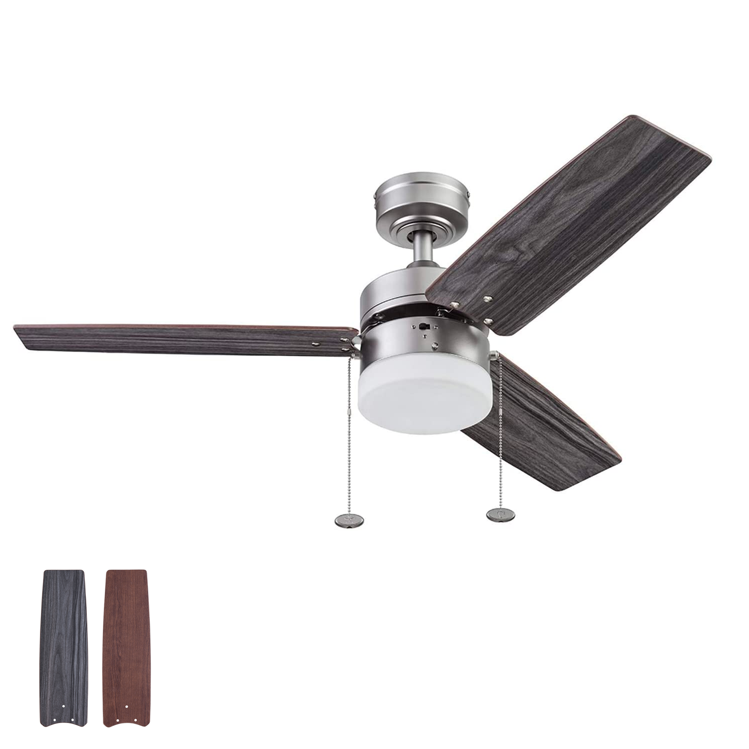 42 Inch Reston, Pewter, Pull Chain, Ceiling Fan