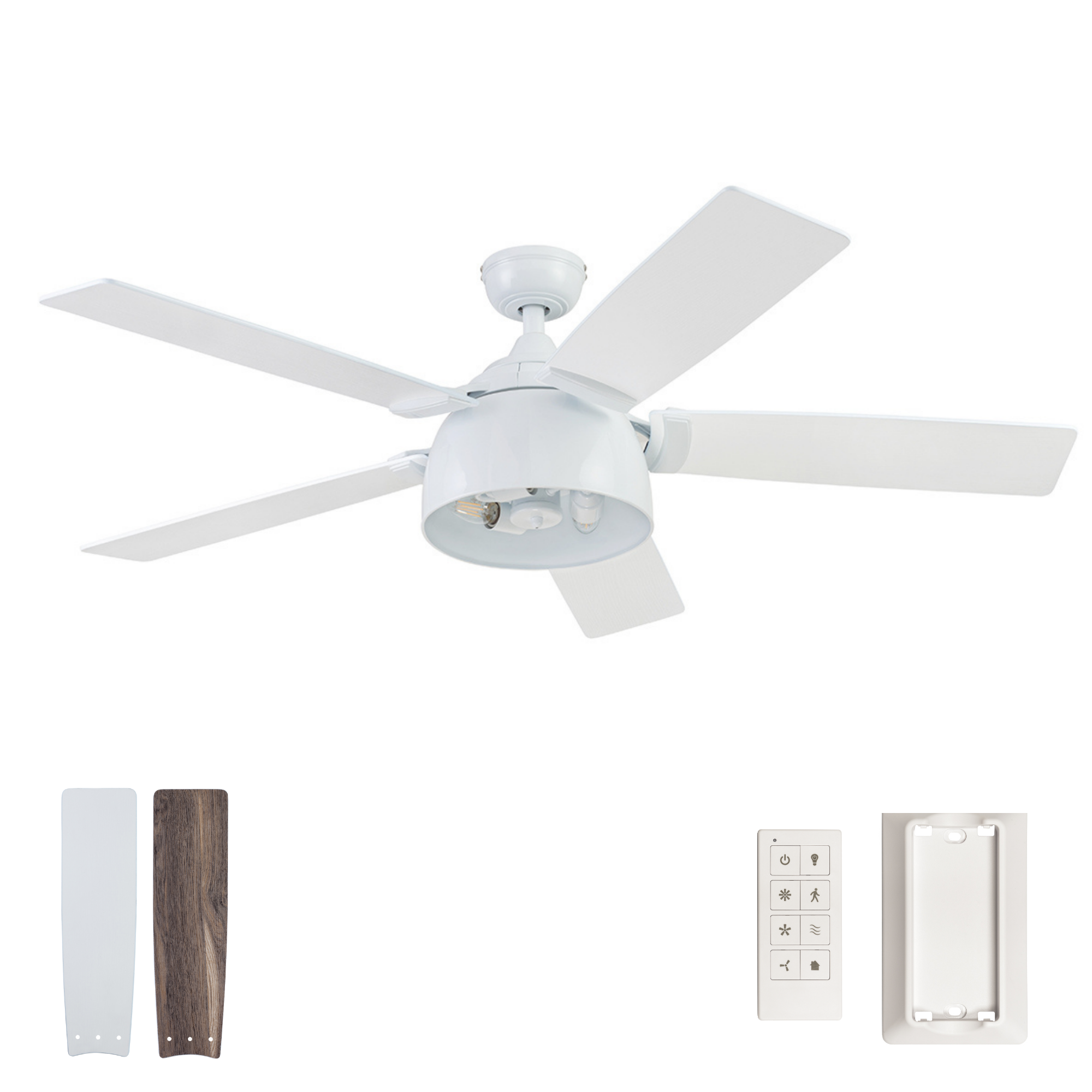 52 Inch Octavia, Bright White, Remote Control, Ceiling Fan