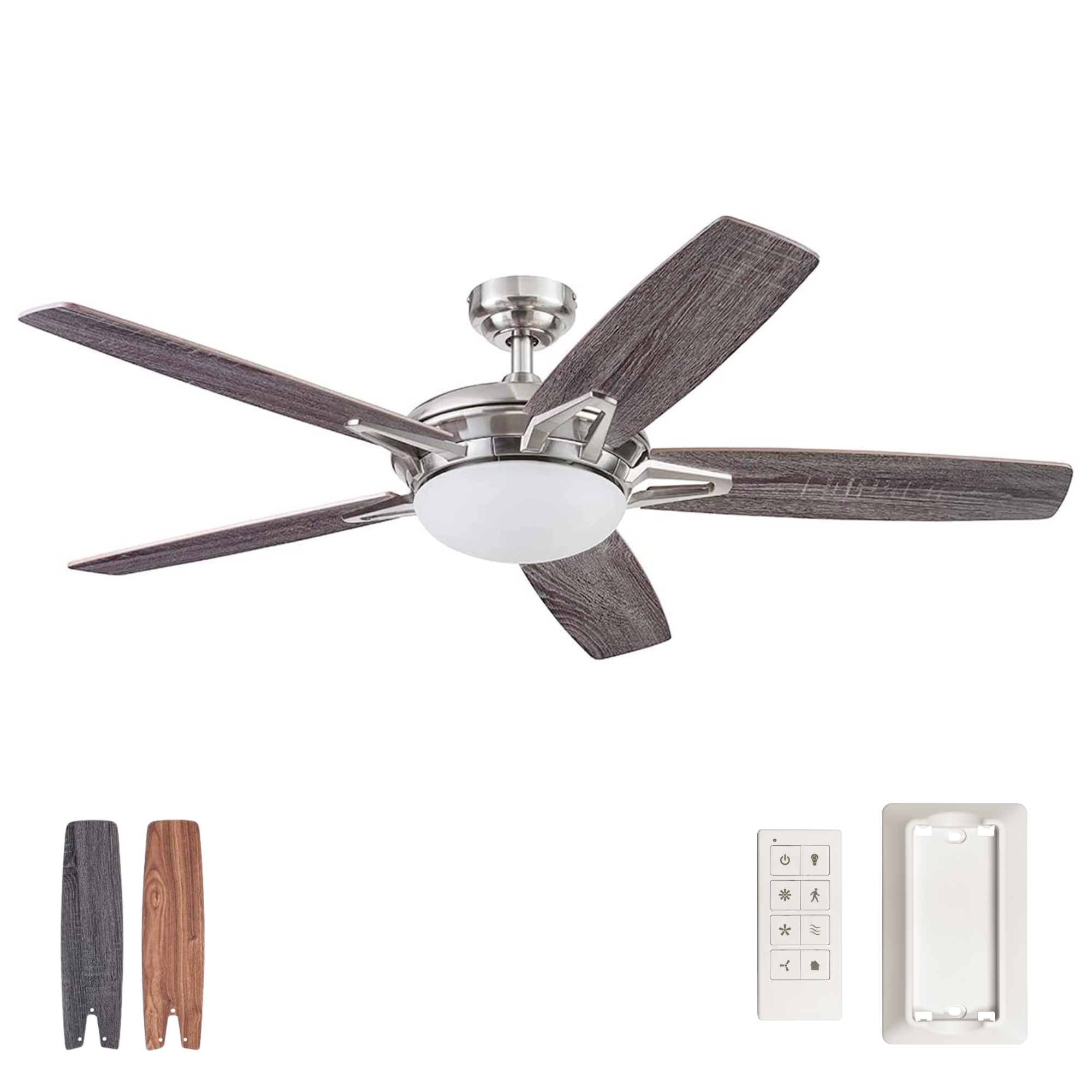 52 Inch Clancy, Brushed Nickel, Remote Control, Ceiling Fan