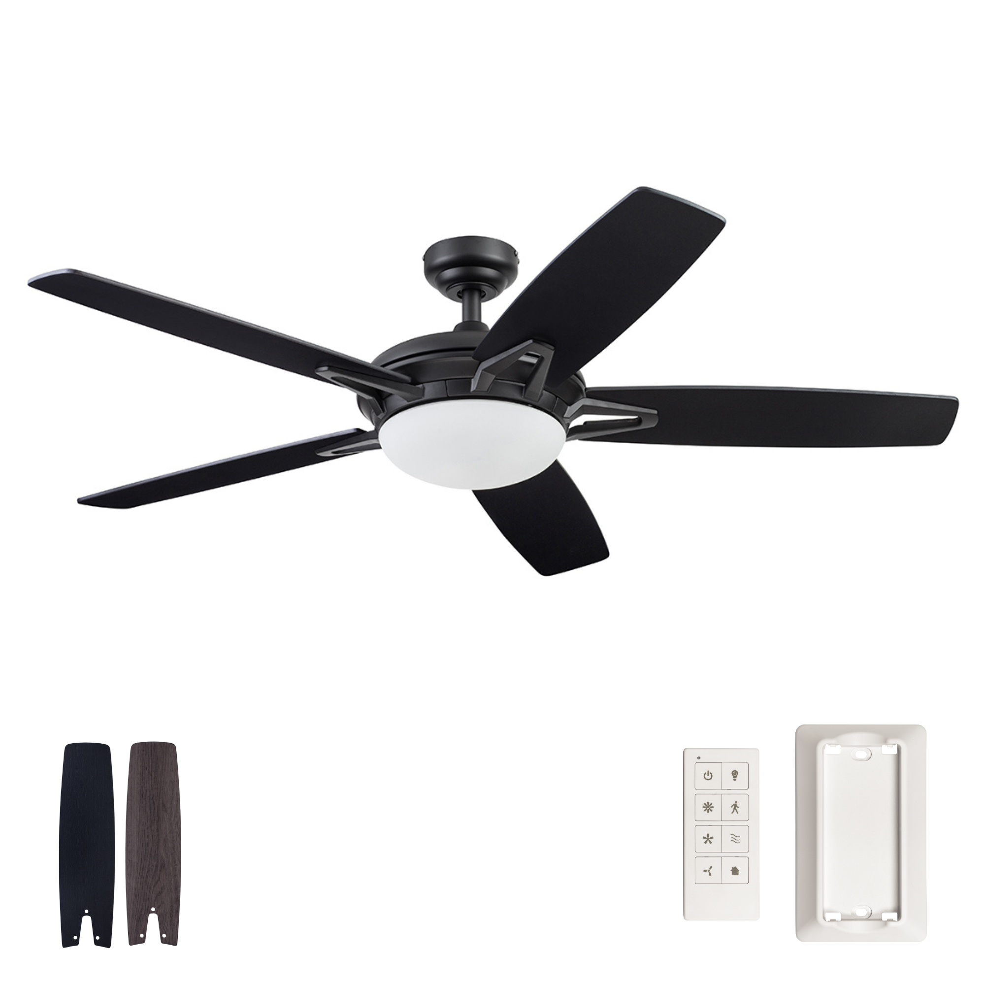 52 Inch Clancy, Matte Black, Remote Control, Ceiling Fan