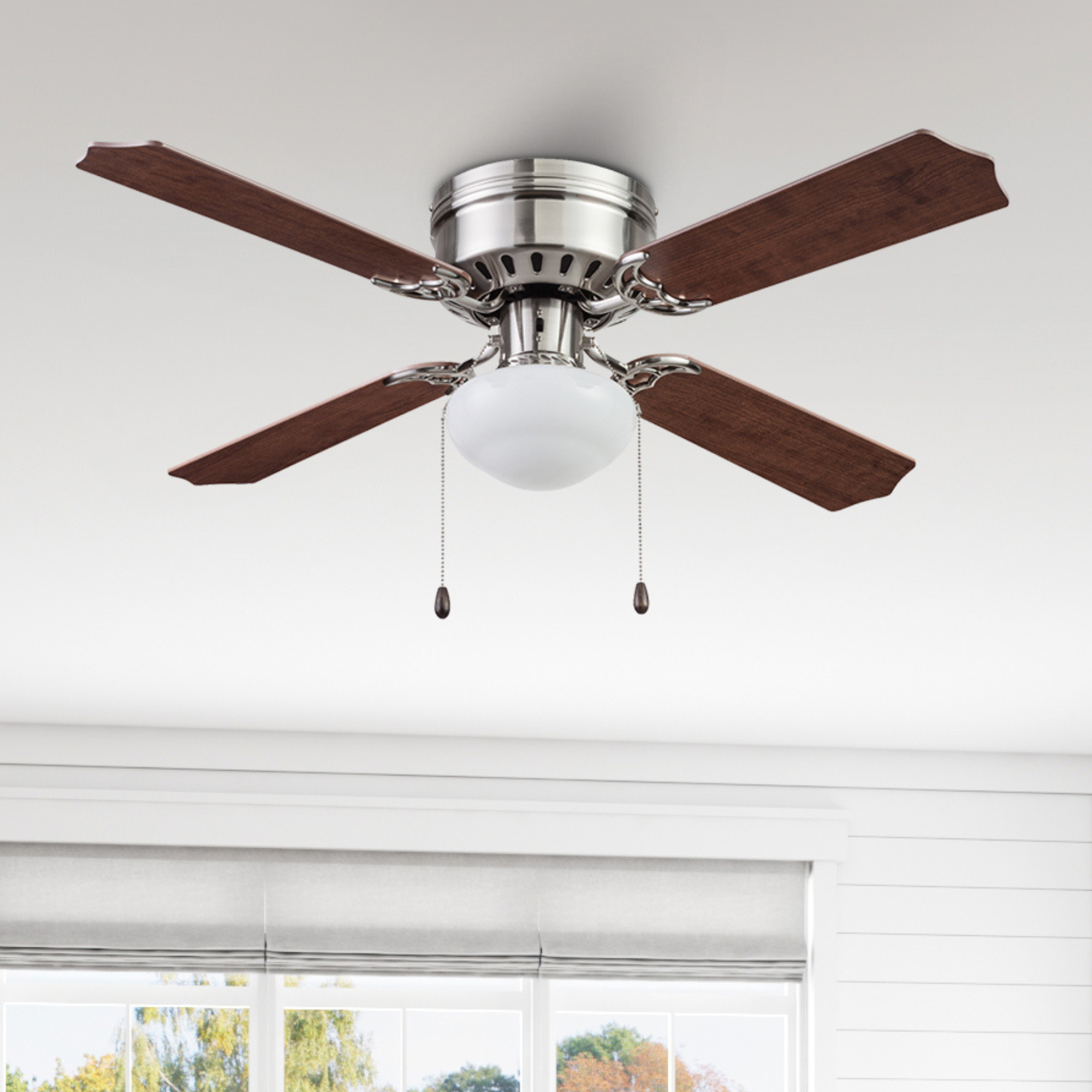 42 Inch Cherry Hill, Brushed Nickel, Pull Chain, Ceiling Fan