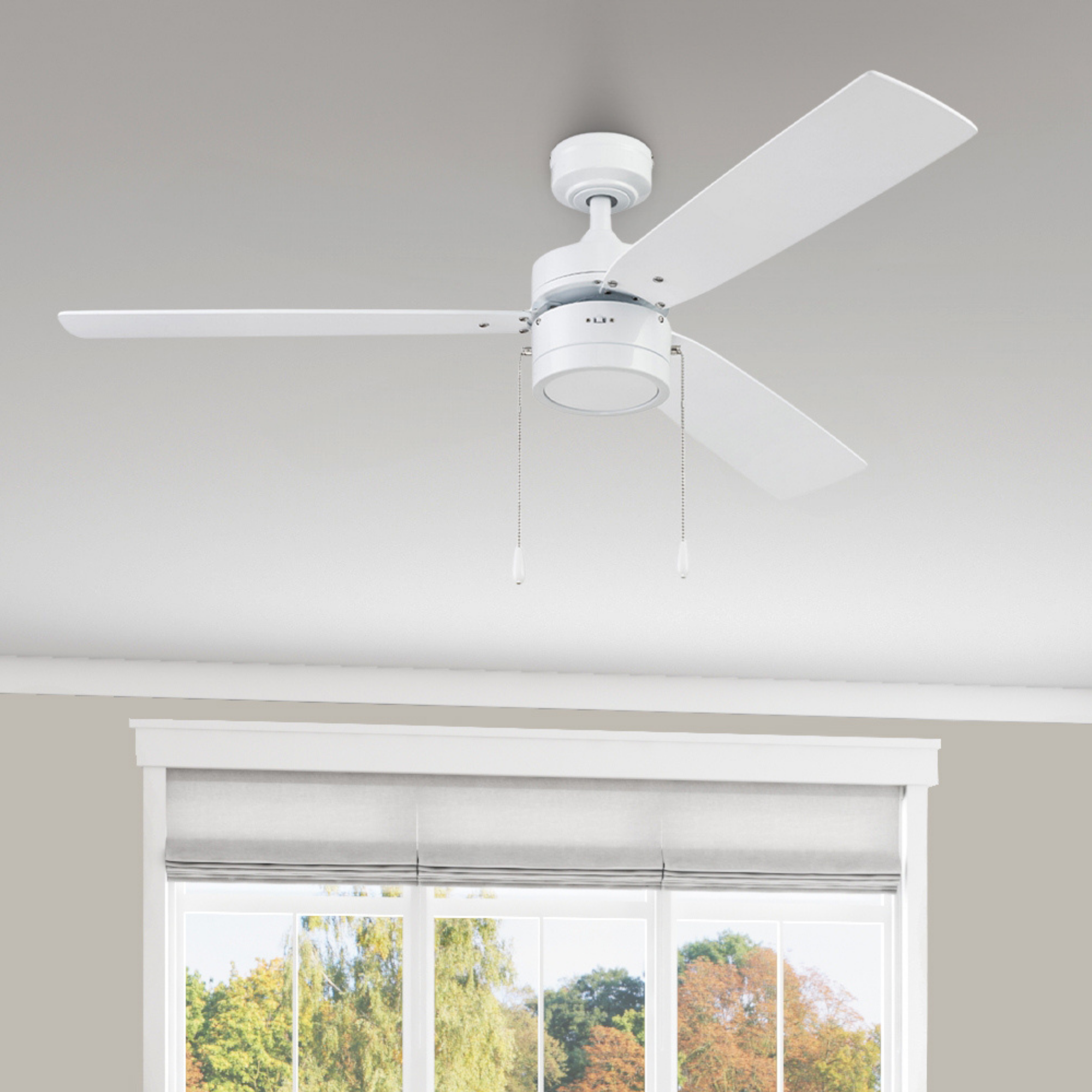 52 Inch Madrona, White, Pull Chain, Ceiling Fan