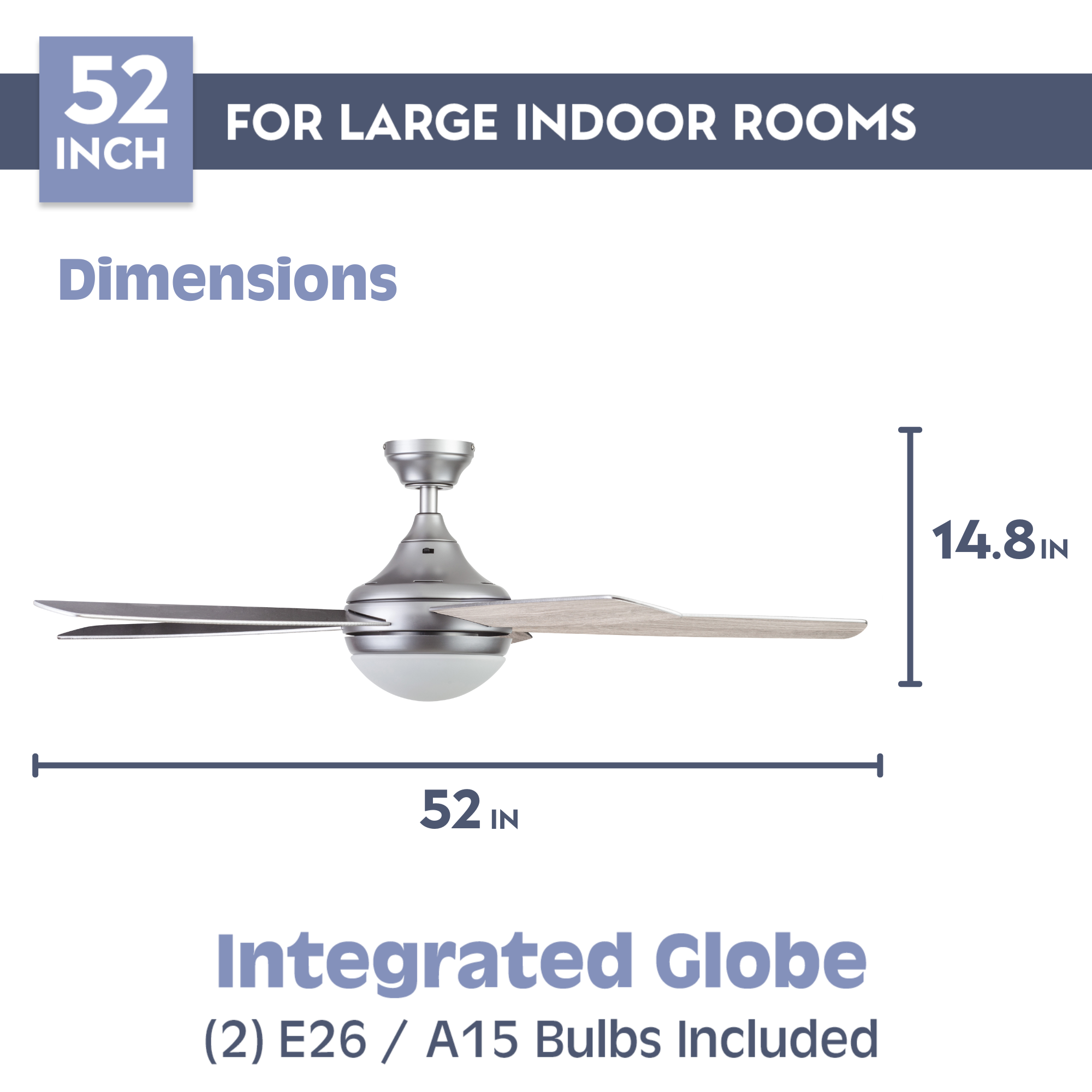 52 Inch Ashby, Pewter, Remote Control, Ceiling Fan by Prominence Home