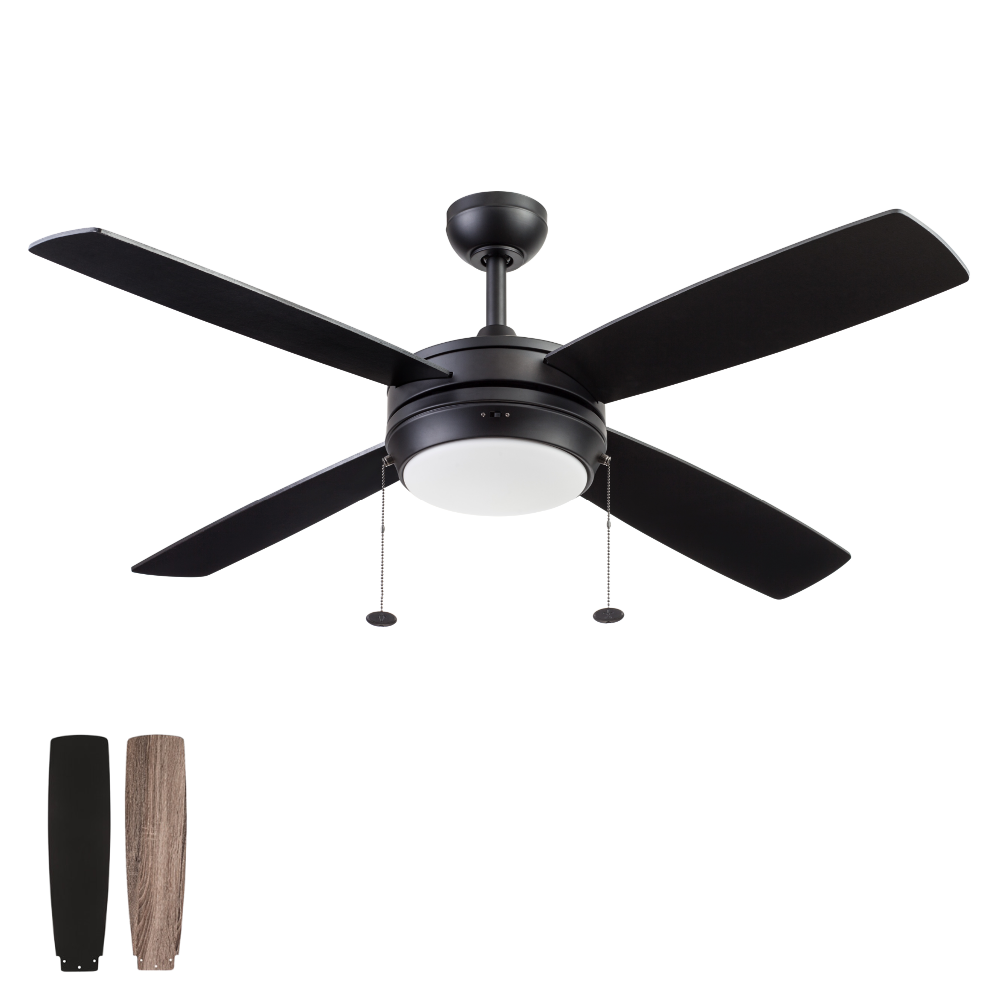 52 Inch Kailani, Matte Black, Pull Chain, Ceiling Fan