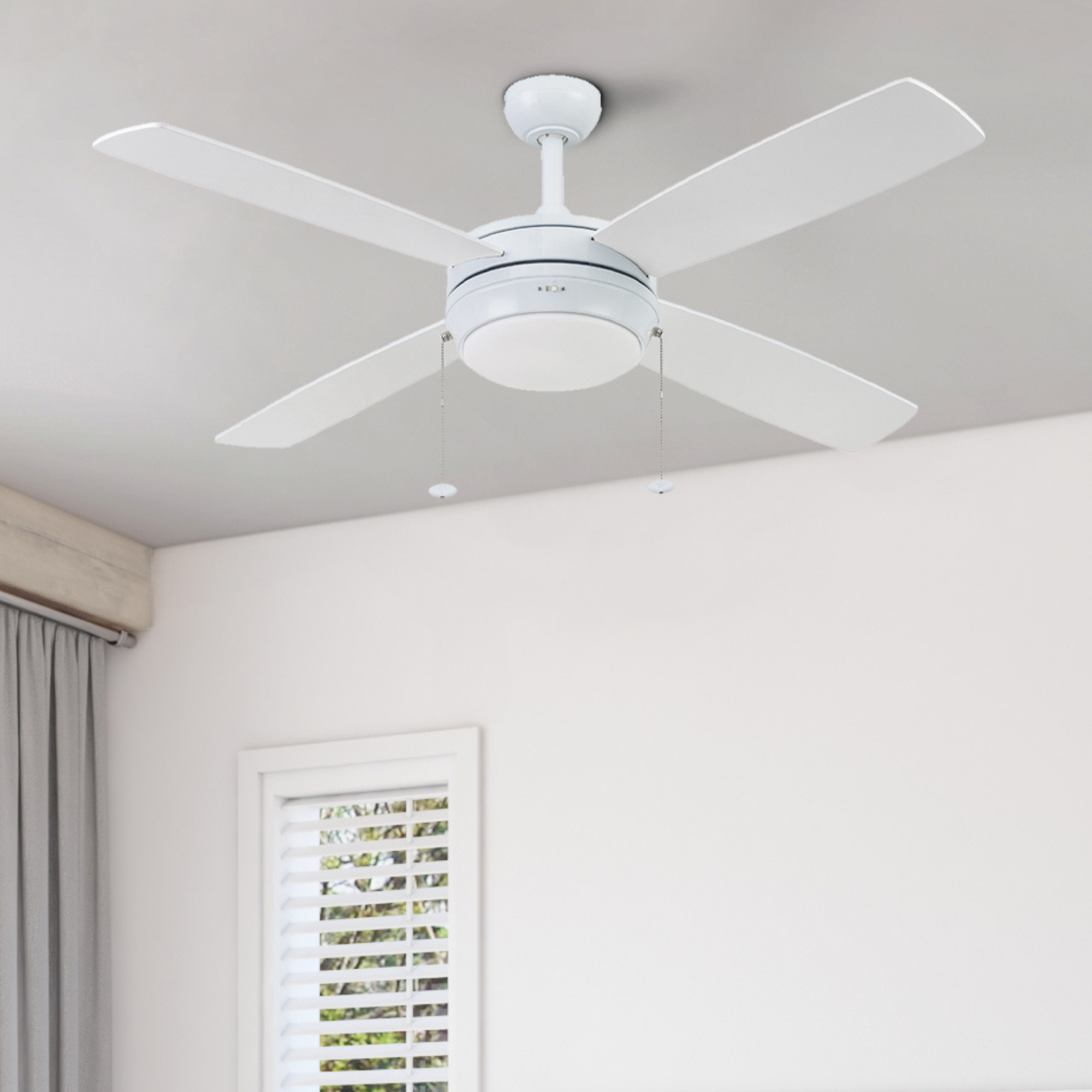 52 Inch Kailani, Bright White, Pull Chain, Ceiling Fan