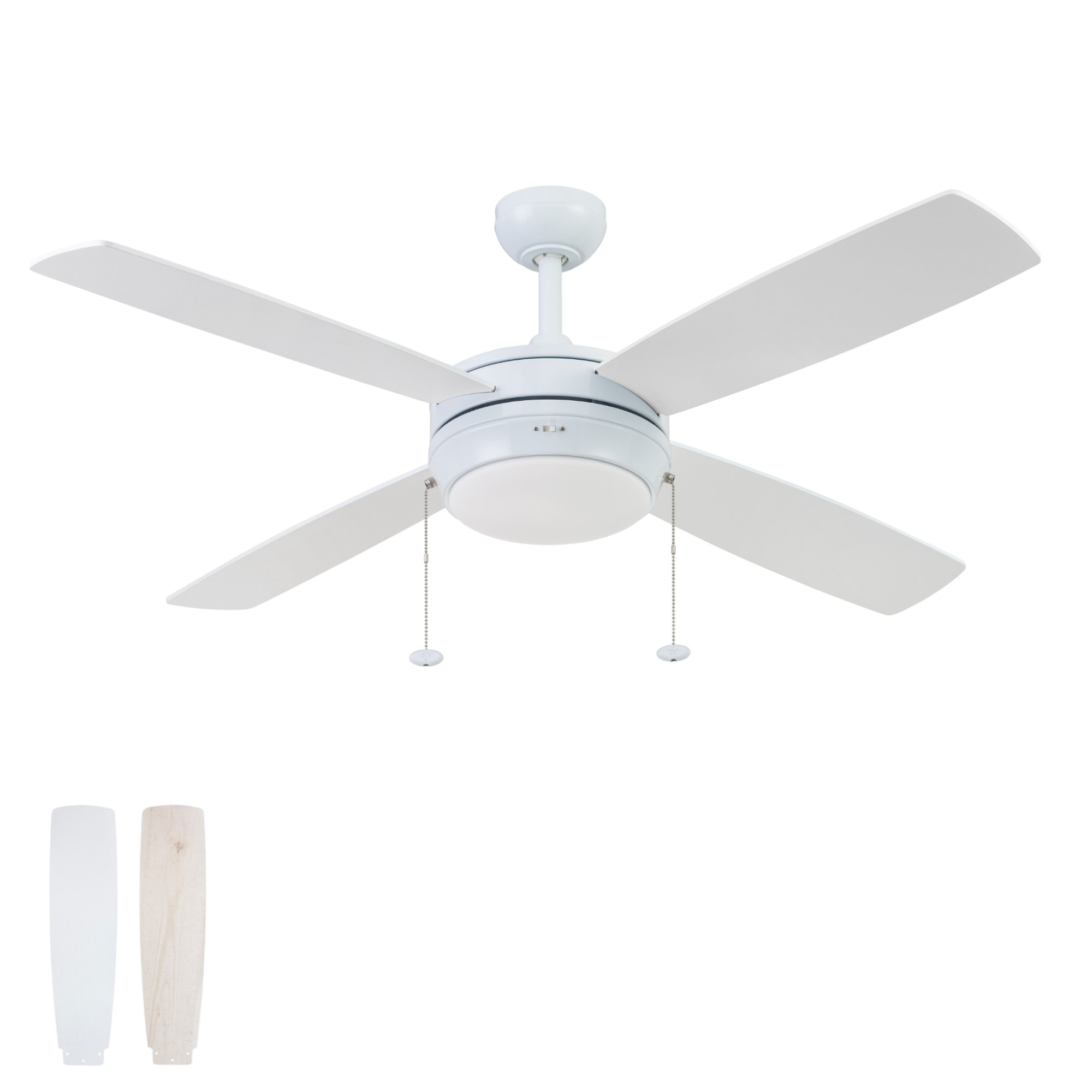 52 Inch Kailani, Bright White, Pull Chain, Ceiling Fan