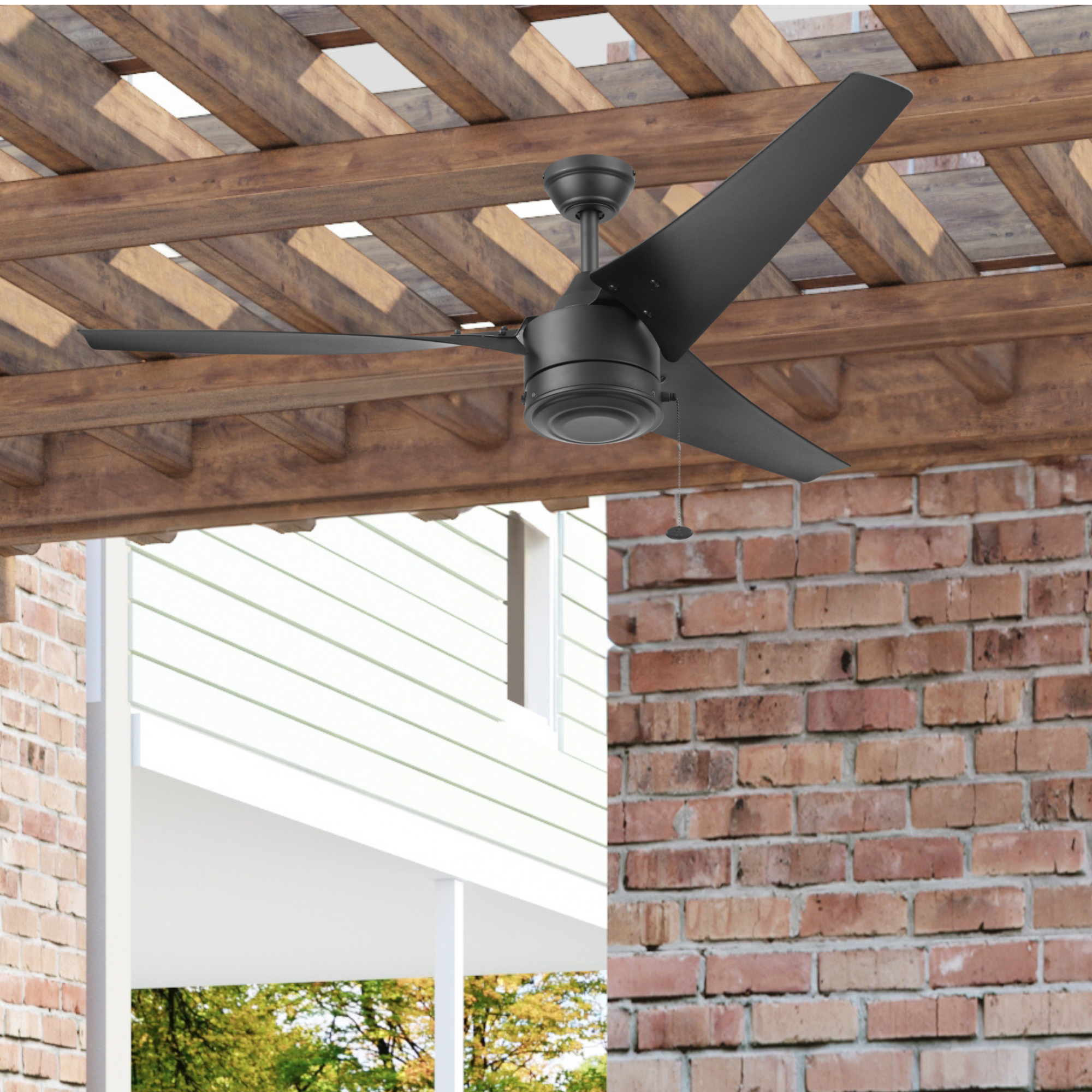 56 Inch Talib, Matte Black, Pull Chain, Indoor/Outdoor Ceiling Fan