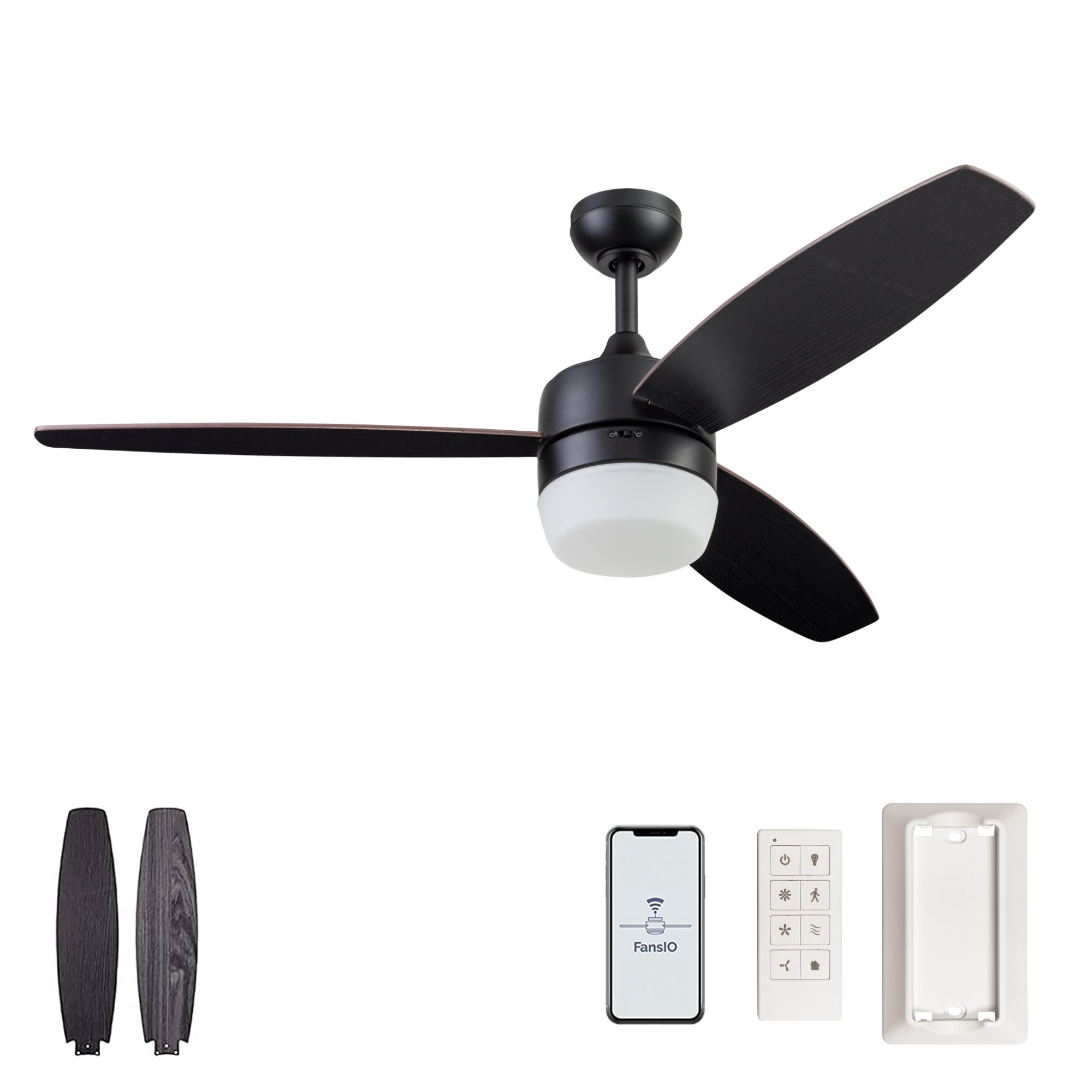 52 Inch Enoki, Matte Black, Remote Control, Smart Ceiling Fan