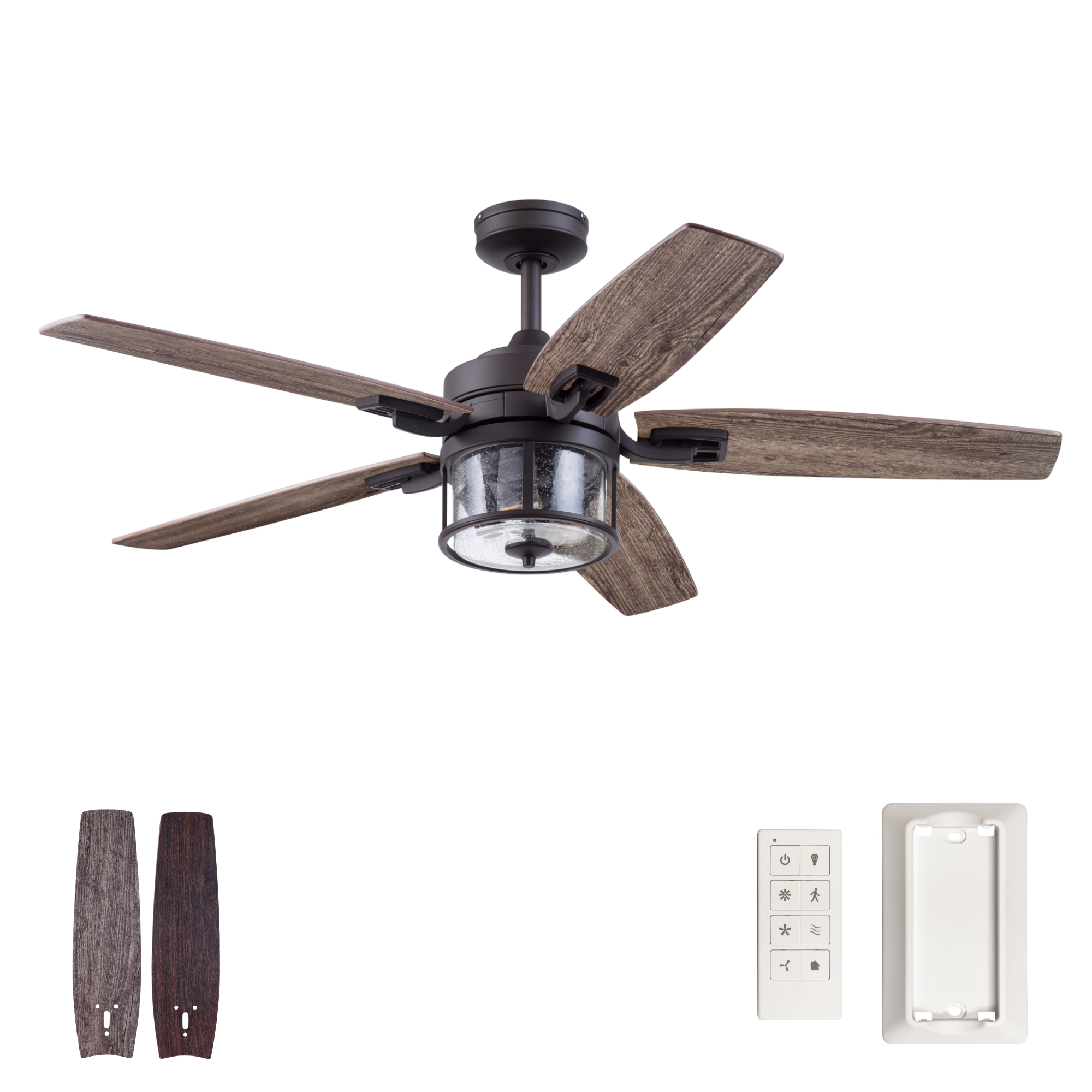 52 Inch Idris, Iron, Remote Control, Indoor/Outdoor Quick Attach™ Ceiling Fan