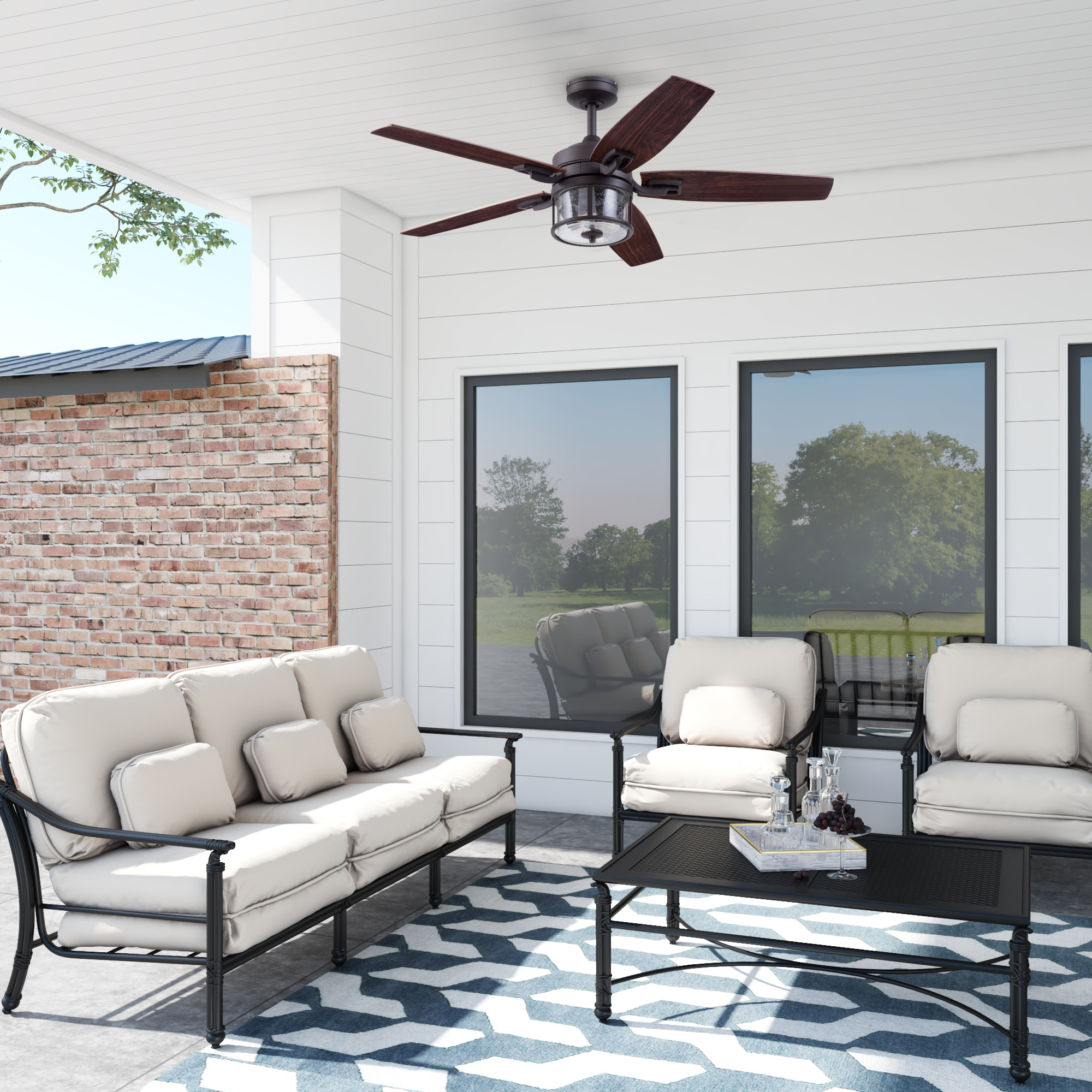 52 Inch Idris, Iron, Remote Control, Indoor/Outdoor Quick Attach™ Ceiling Fan